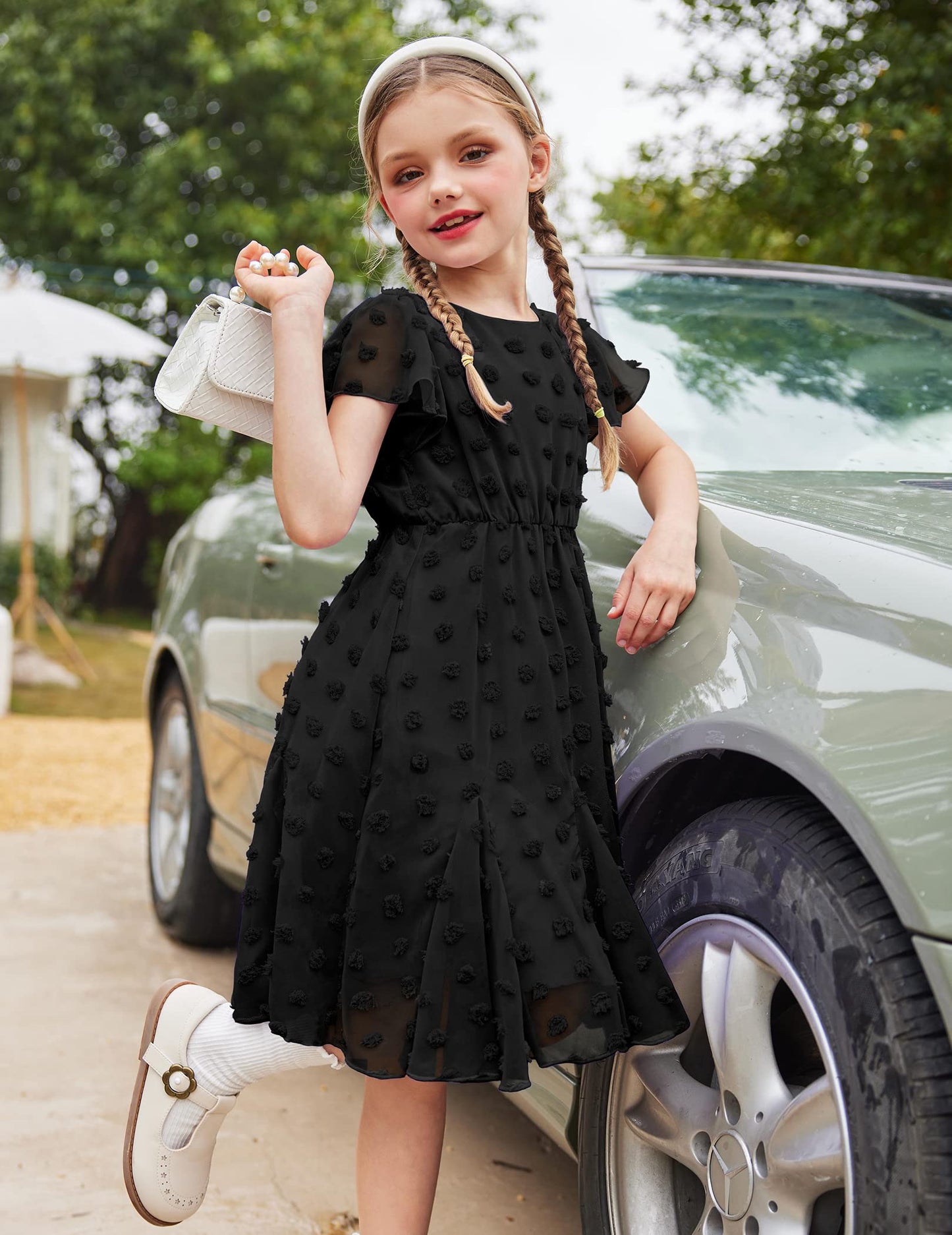 Flypigs Kleid Mädchen Festlich Hochzeit Party Kurzarm Sommer Freizeitkleid Prinzessin Chiffon Kleider Kinder Teenager Kleidung 3-12 Jahre