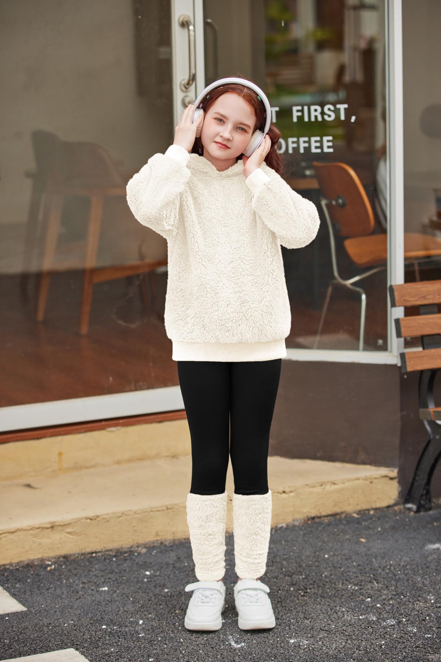 Arshiner Girls' Clothing Sets Winter Children's Hoodie with Leggings Set Warm Cuddly Padded Clothing Two Piece Outfits for Girls 5-14 Years