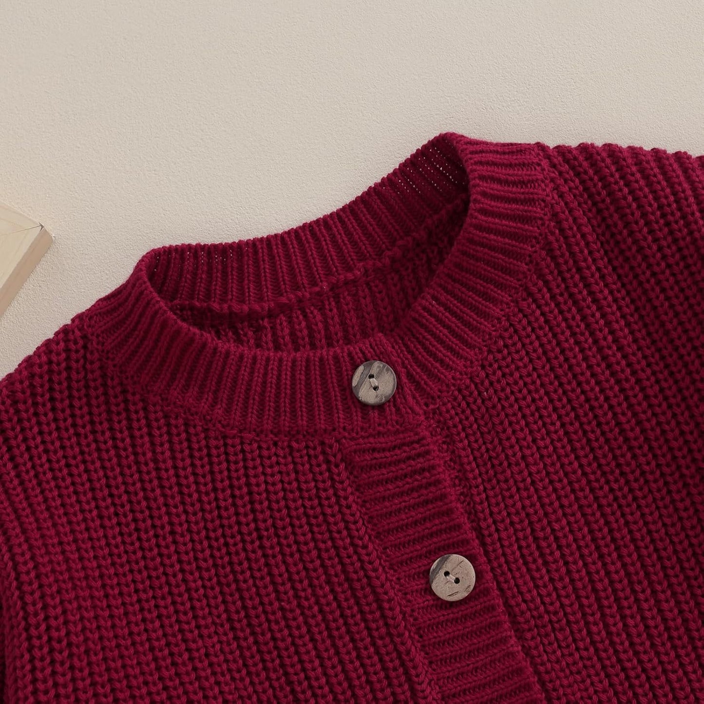 FOMOYUU Strickjacke für Kleinkinder und Neugeborene, Mädchen, langärmelig, Knopfleiste, Sweatshirt, Jacke, Herbst-Outfits