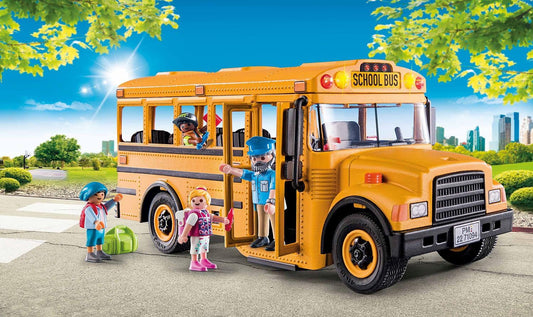 PLAYMOBIL City Life 71094 US School Bus Toy Bus with Flashing Light, Toy for Children from 4 Years