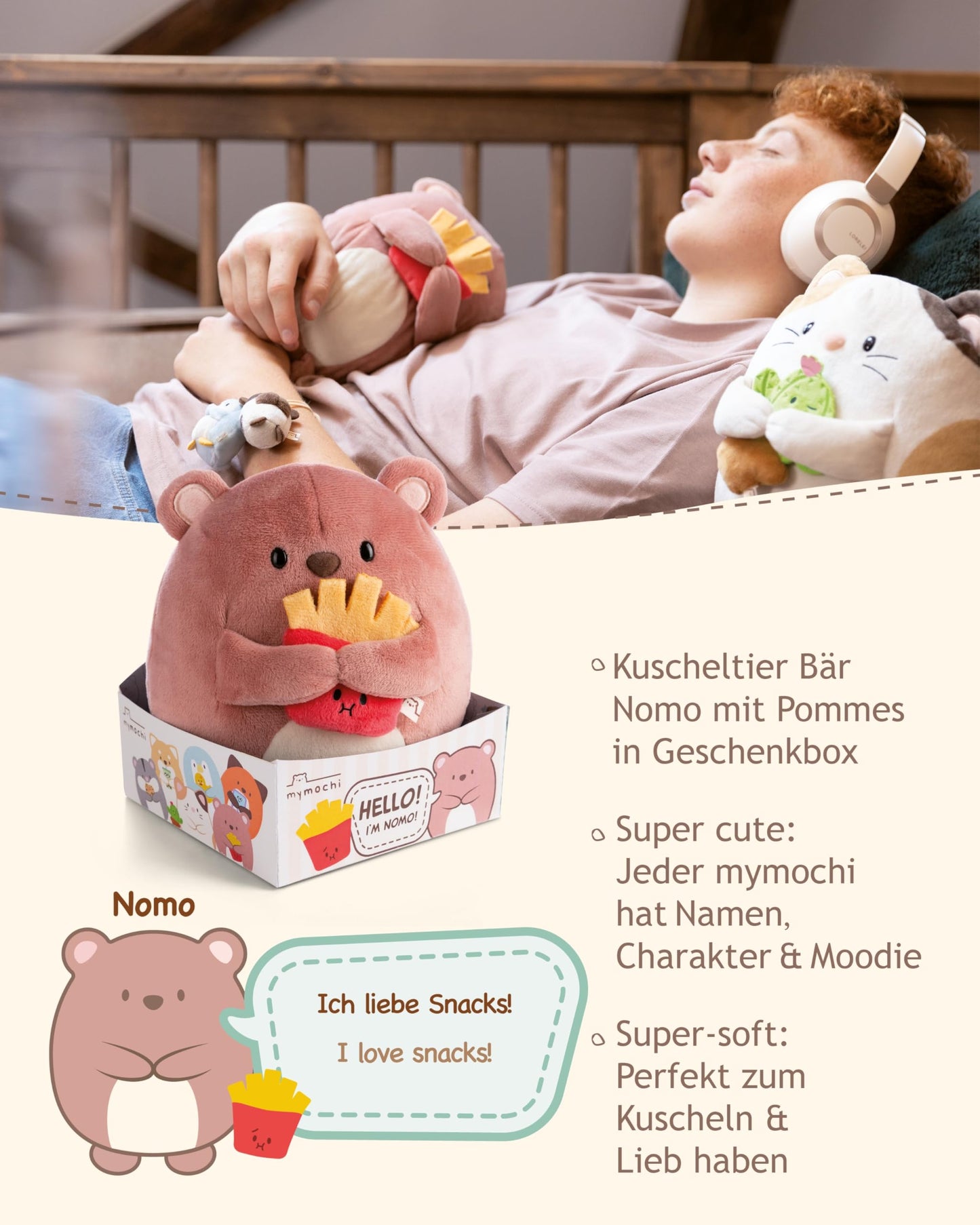 NICI MYMOCHI Fuchs Kuscheltier Geeks 16 cm mit Videospiel in Geschenkbox 11x12x6,5 cm, Flauschiges Stofftier zum Kuscheln, Spielen und Liebhaben - 61151