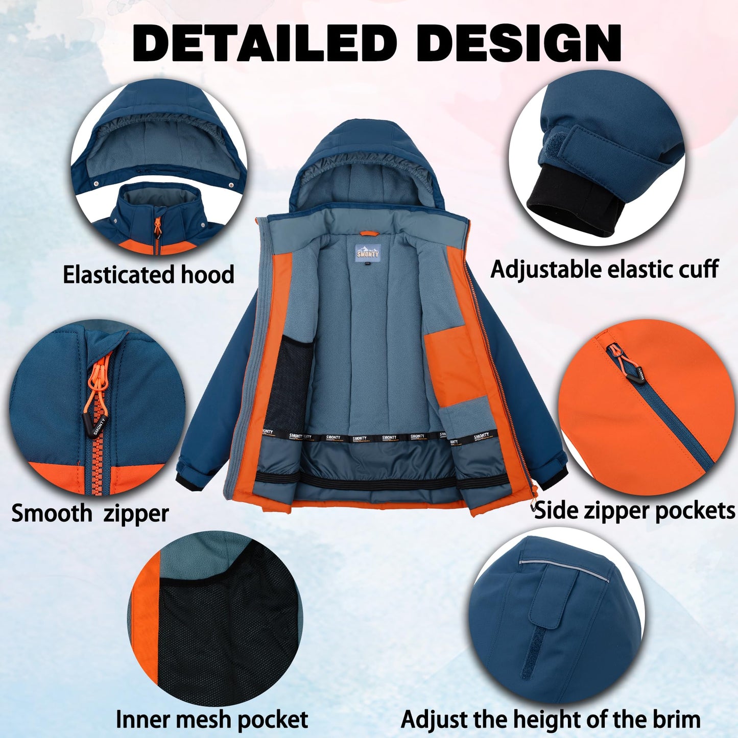 SMONTY SNOWER Boys' Snowsuit with Removable Hood, Ski Suit, Extra Warm, Winter Suit