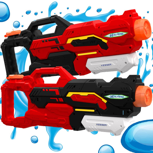 KESSER® Wasserpistole 2er Set Wasserpistolen Spritzpistolen Reichweite 10-11 Meter, Fassungsvermögen 1500ml Wasserspaß Strand Spielzeug im Freien für Kinder und Erwachsene Strandpool, Blau/Weiß