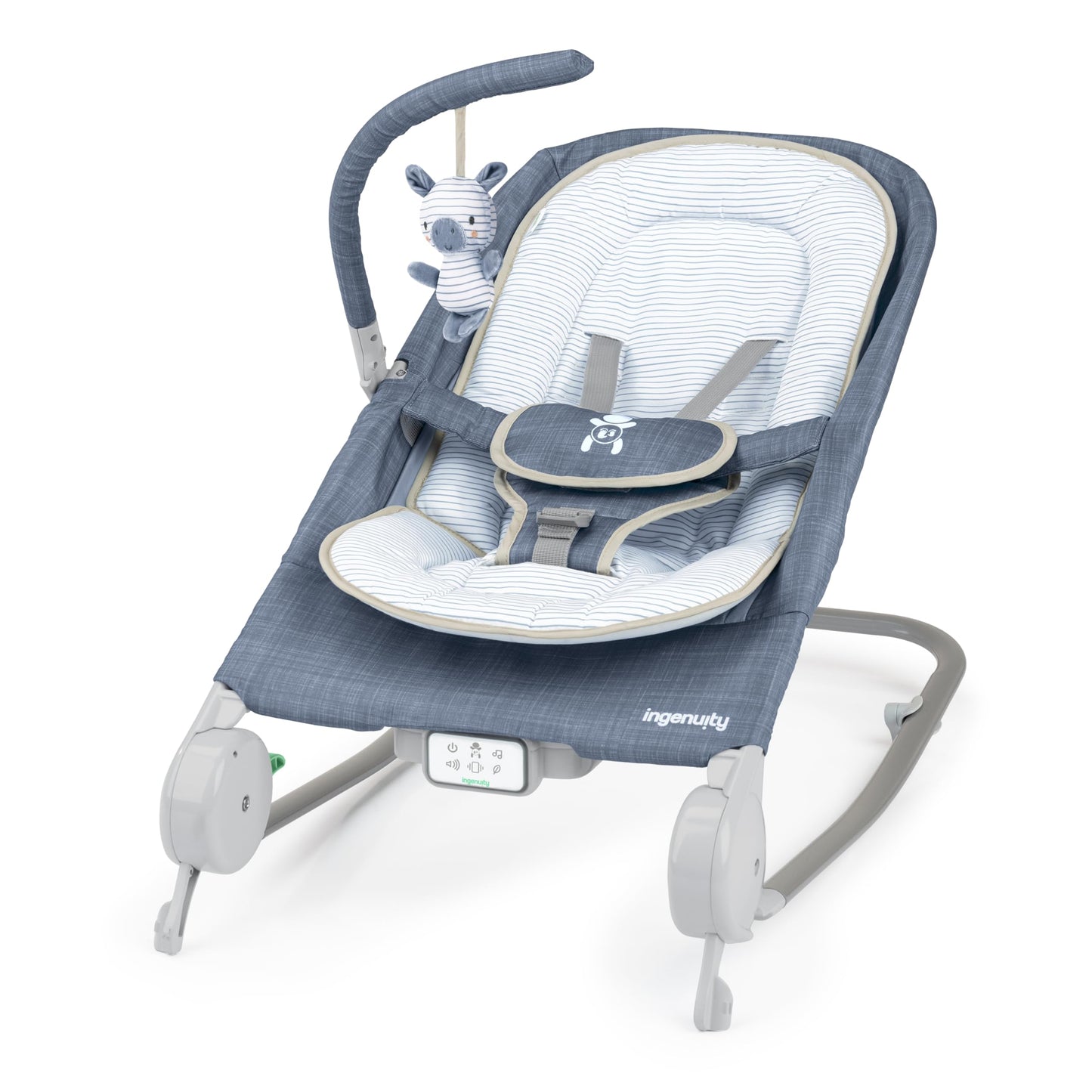 Ingenuity, Cuddle Lamb Babywippe Babyschaukel mit Schaukelfunktion und Vibrationen, Spielbogen mit 2 Plüsch Spielzeug, Musik, 4 Naturgeräuschen und Lautstärkeregler, ab Geburt bis 18 kg