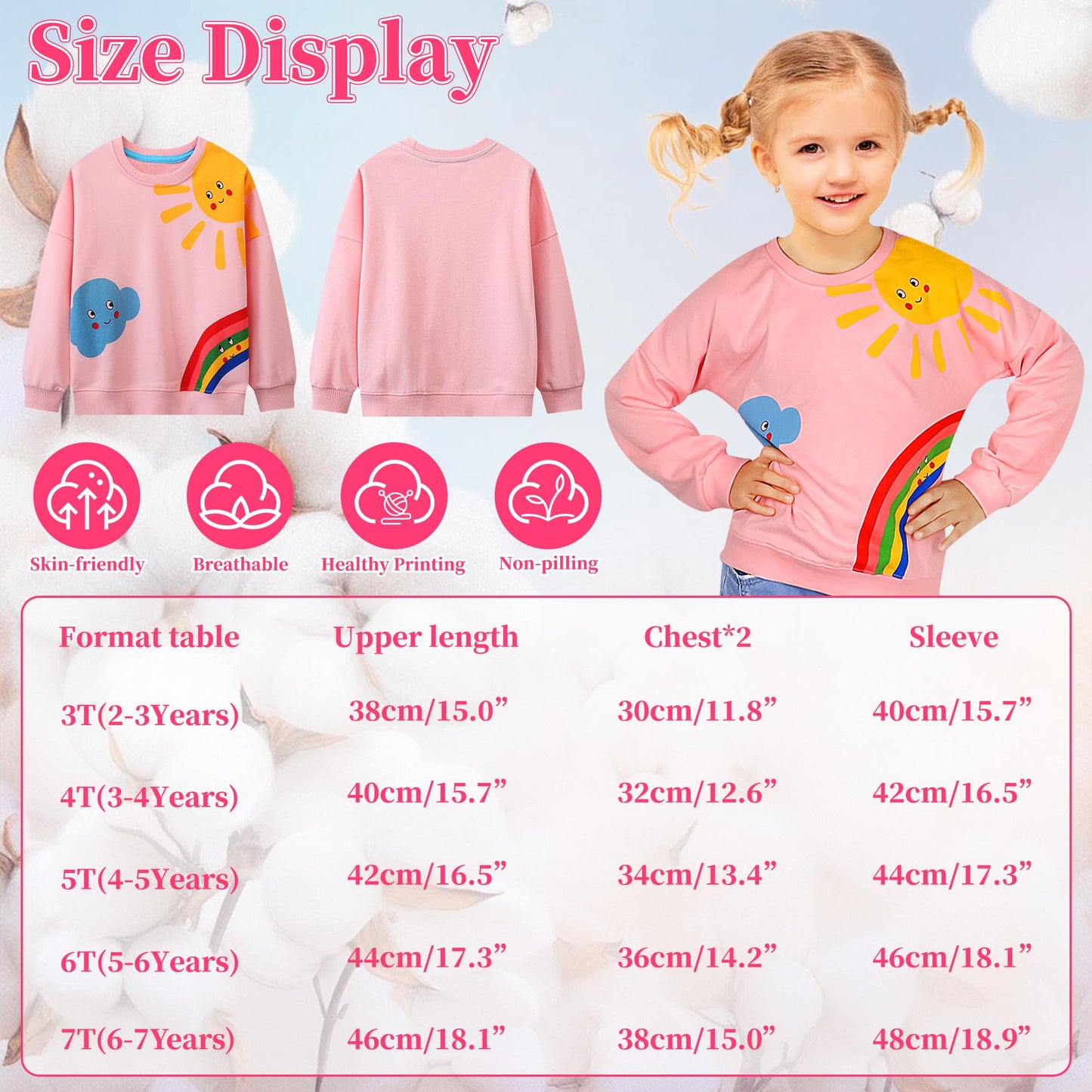 Baogaier Sweatshirt Mädchen Pullover Baumwolle Leichtgewicht Casual Sport Langarmshirt Pailletten Pelzig Tierdruck Kinder Kleidung Langarm Rundhalsausschnitt Tops 2-7 Jahre, Gr.92-122