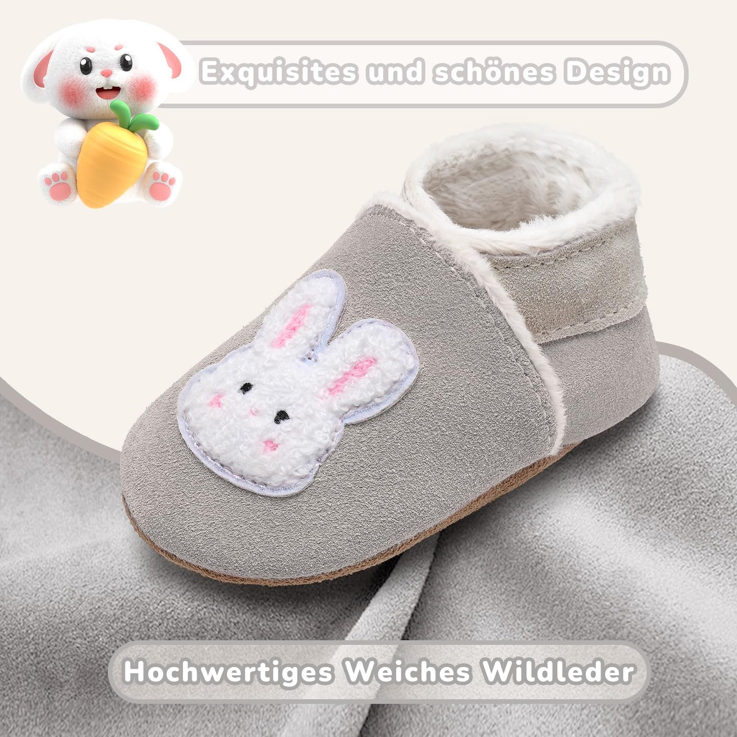 IceUnicorn Baby's Crawling Shoes, Winter First Walking Shoes, Baby Lined Leather Shoes, Soft Leather, Suede Soles, Leather Slippers