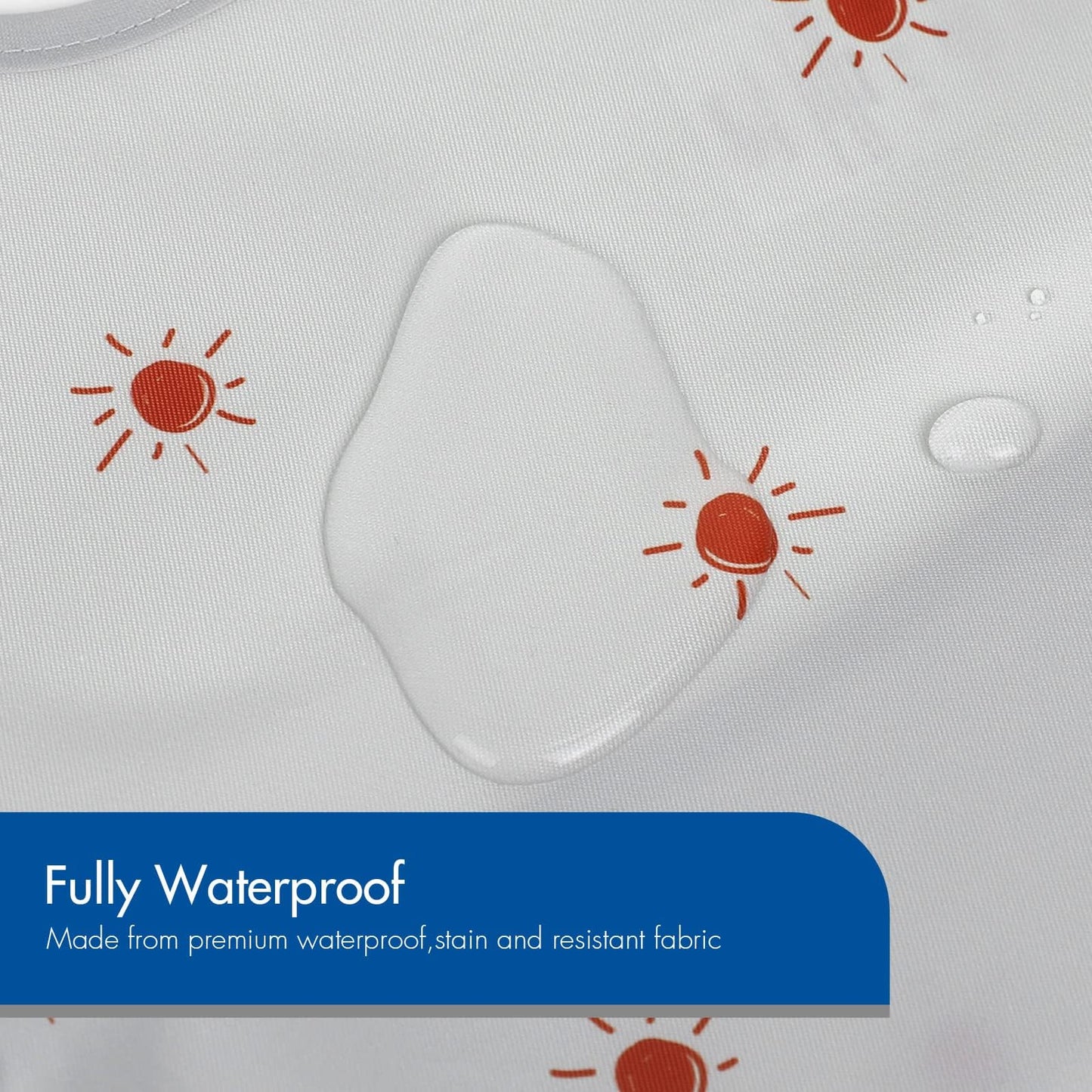 Soarwg Kids Baby Bib Set 5 pcs. Toddler Feeding Bibs with Catch Tray, Velcro Fastener Super Light Waterproof Washable Dirt-resistant