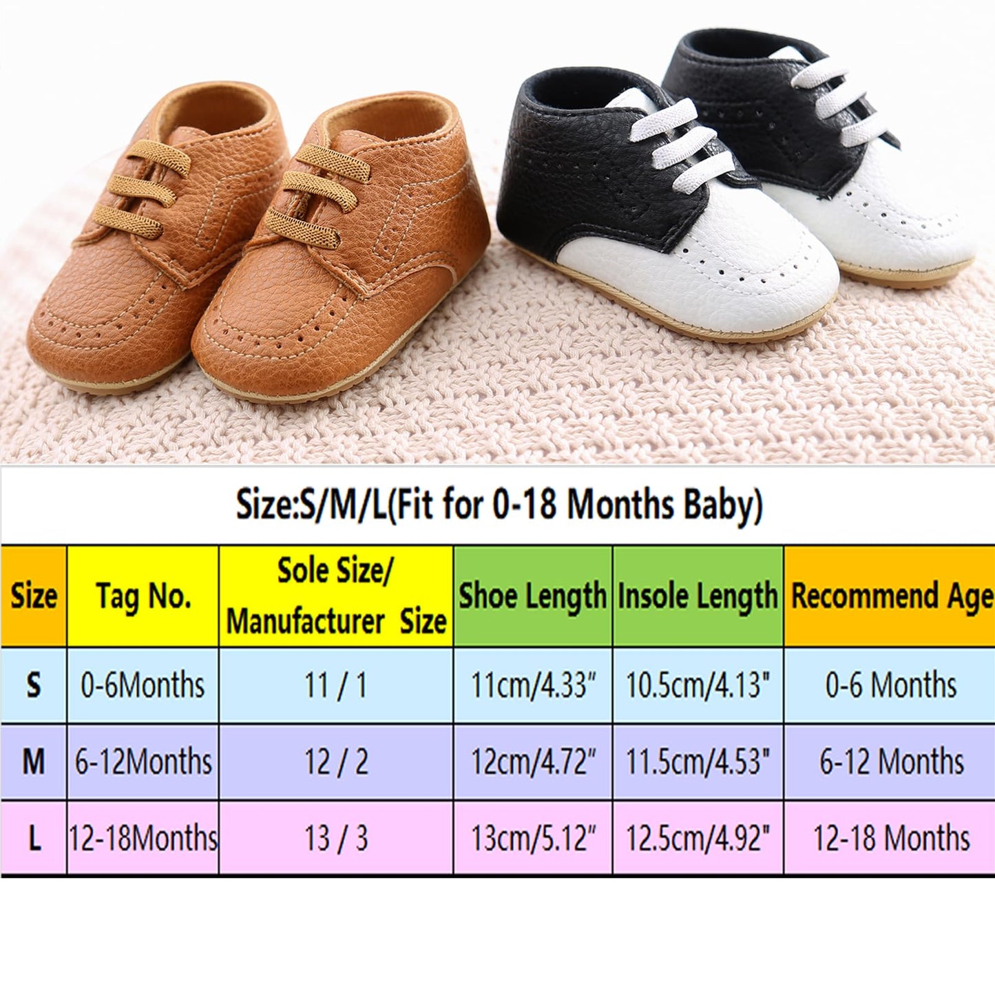 RVROVIC Babyschuhe Anti-Rutsch Oxford Loafer Flats für Jungen und Mädchen aus PU Leder mit weicher Sohle