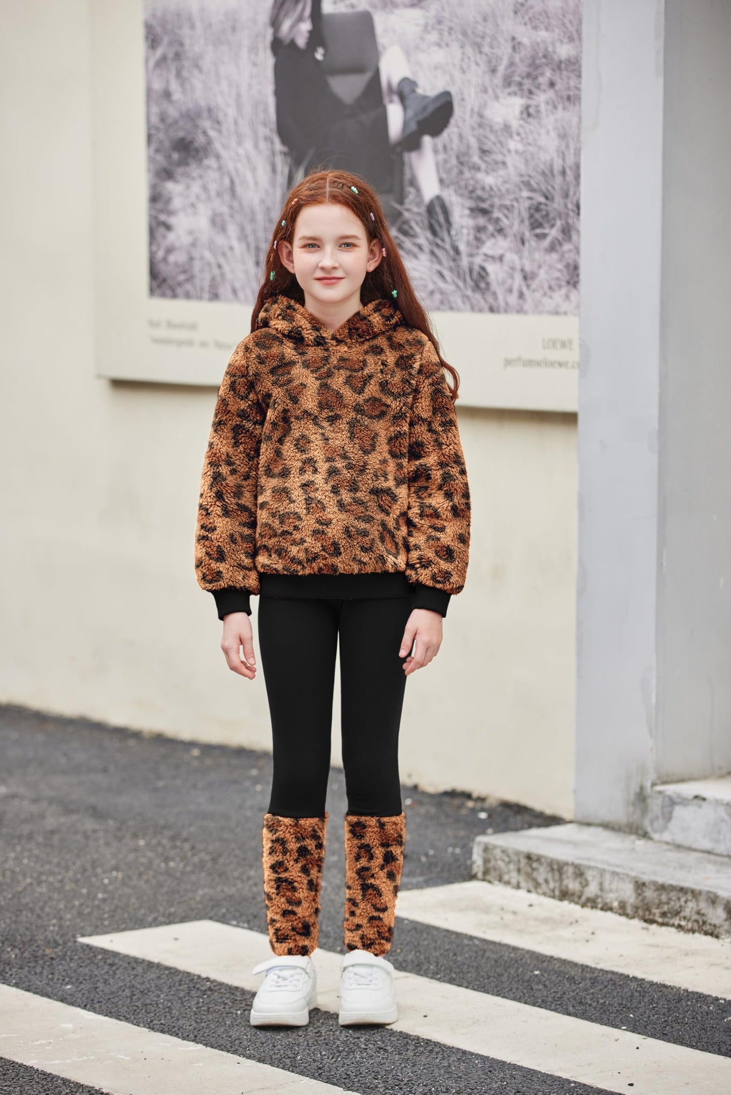 Arshiner Girls' Clothing Sets Winter Children's Hoodie with Leggings Set Warm Cuddly Padded Clothing Two Piece Outfits for Girls 5-14 Years
