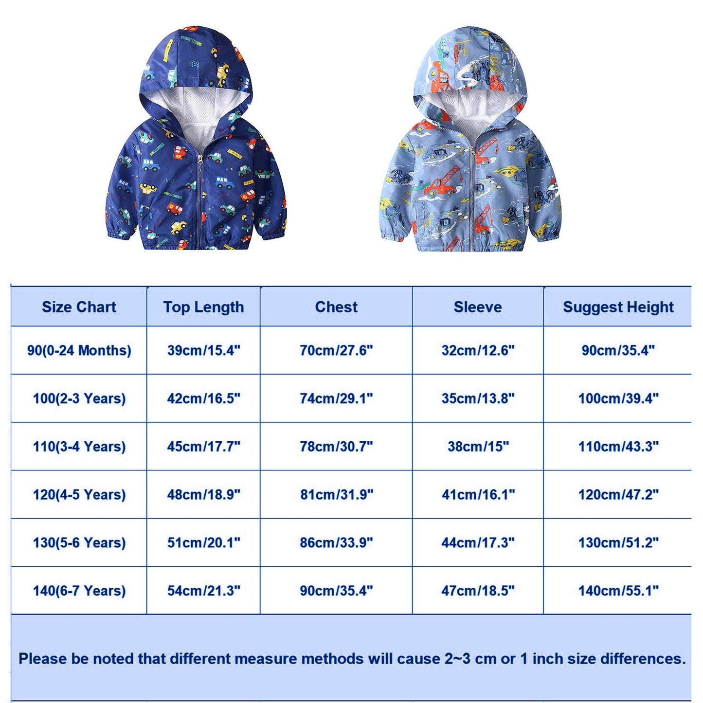JinBei Jacke Baby Junge Kinder Jacken Kapuzen Sweatjacke Kapuzenjacke Cartoon Aufdruck Jungen Winddicht Mantel Windjacke Übergangsjack Frühling Herbst Outwear Softshelljacke 1-7 Jahre