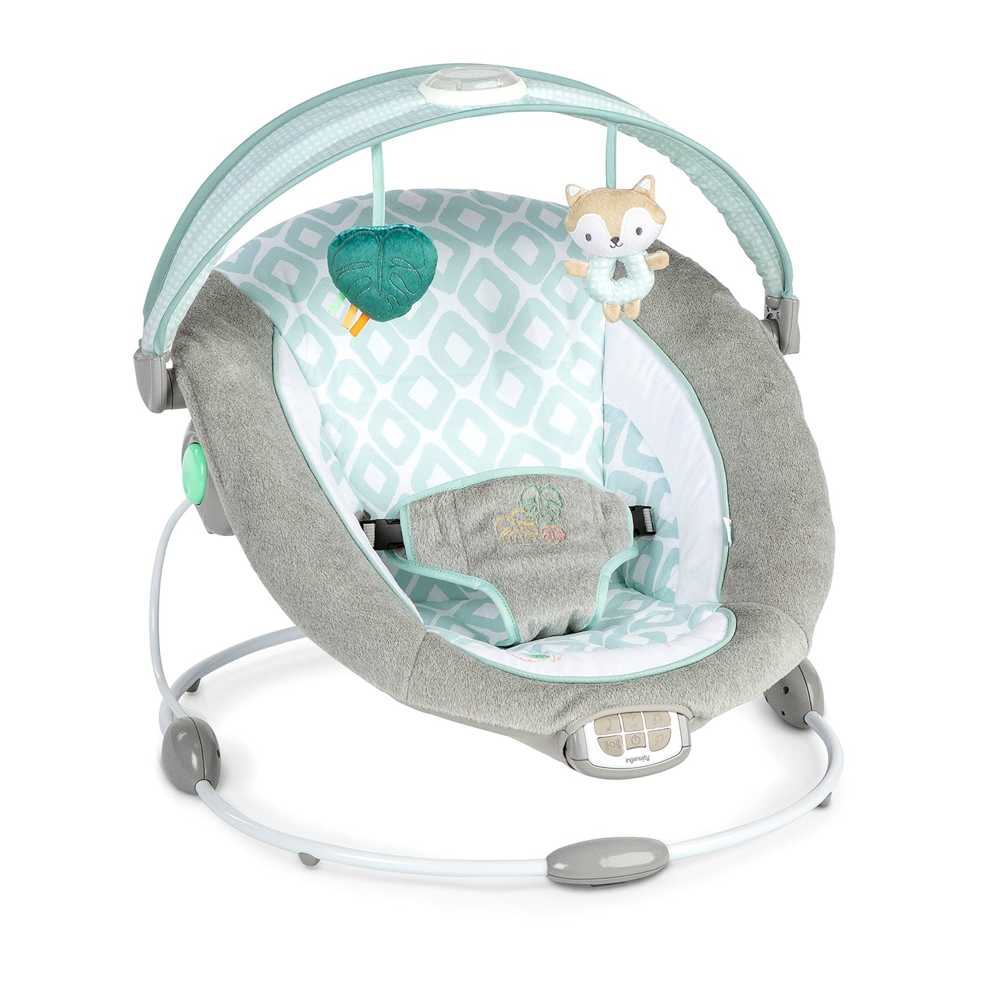 Ingenuity, InLighten Babywippe Babyschaukel mit Lichtern, Nate Bunny, Spielzeugleiste, Vibrationen, Geräuschen, Tummy Time Kissenmatte, bis zu 20 lbs, Neugeborenes+