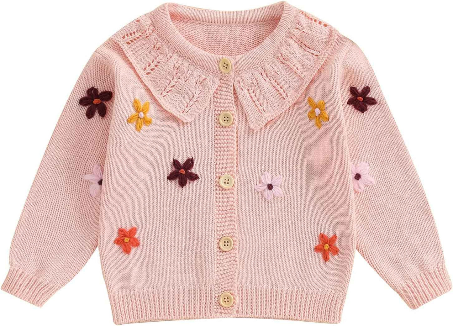 FOMOYUU Strickjacke für Kleinkinder und Neugeborene, Mädchen, langärmelig, Knopfleiste, Sweatshirt, Jacke, Herbst-Outfits