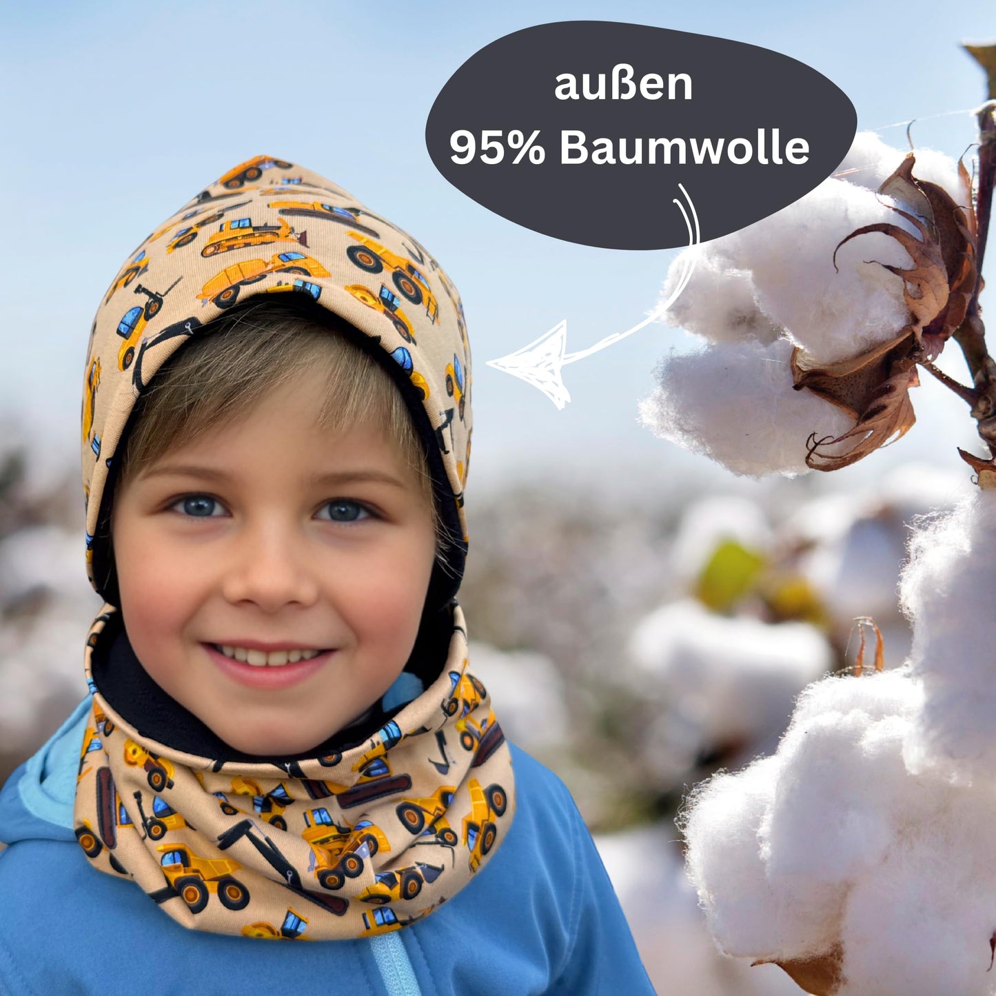 HECKBO Children's Beanie Hat & Scarf, Tube Scarf Set, for Girls and Boys, 95% Cotton, Autumn, Spring, Winter