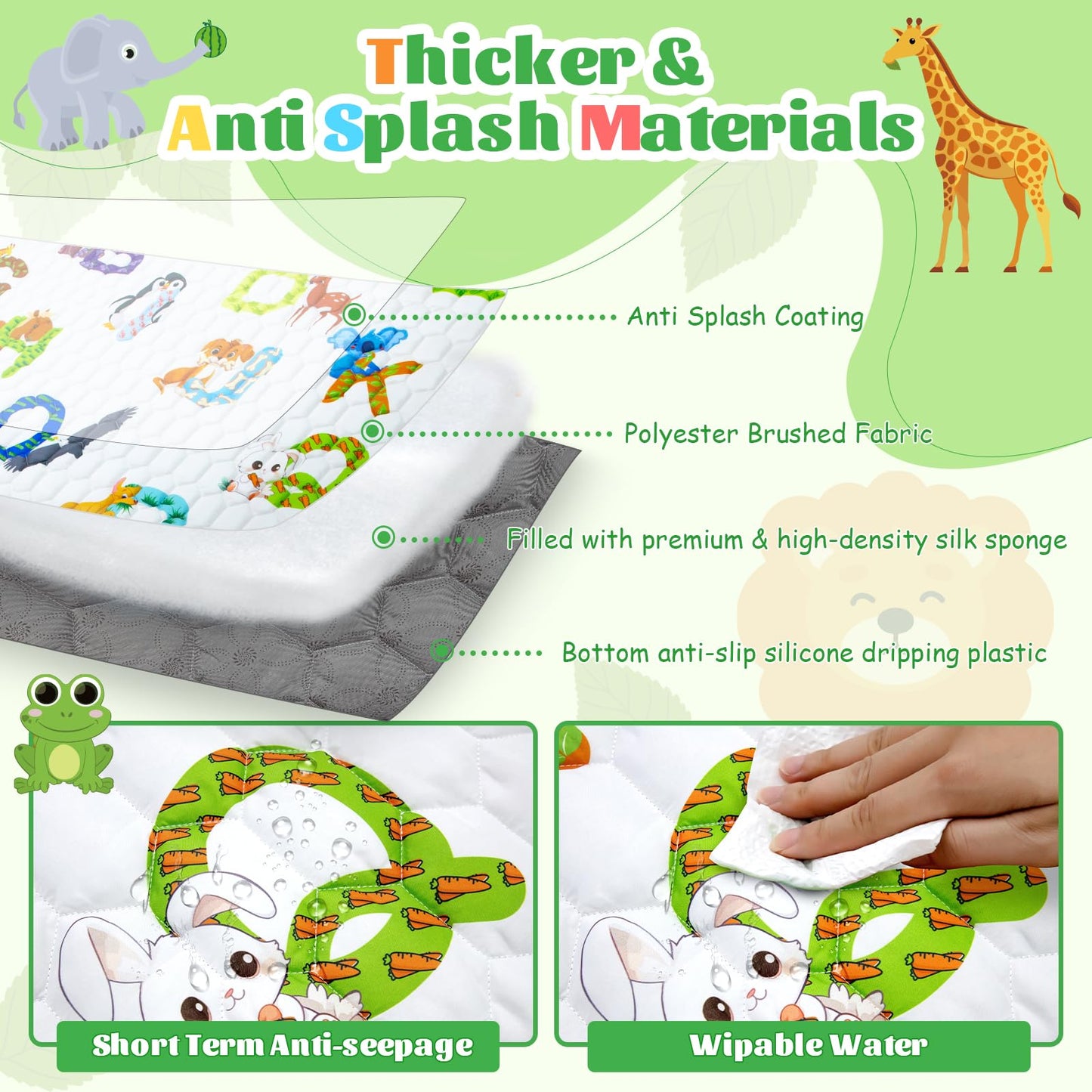 Funsland Krabbelteppich für Baby, Rutschfeste Baby Spielmatte Schadstofffrei 127x127cm, Baumwolle Tier Krabbelmatte Baby Faltbar mit Einem Höhenlineal, Kinder Spielmatte für Innen/Außen/Zaun