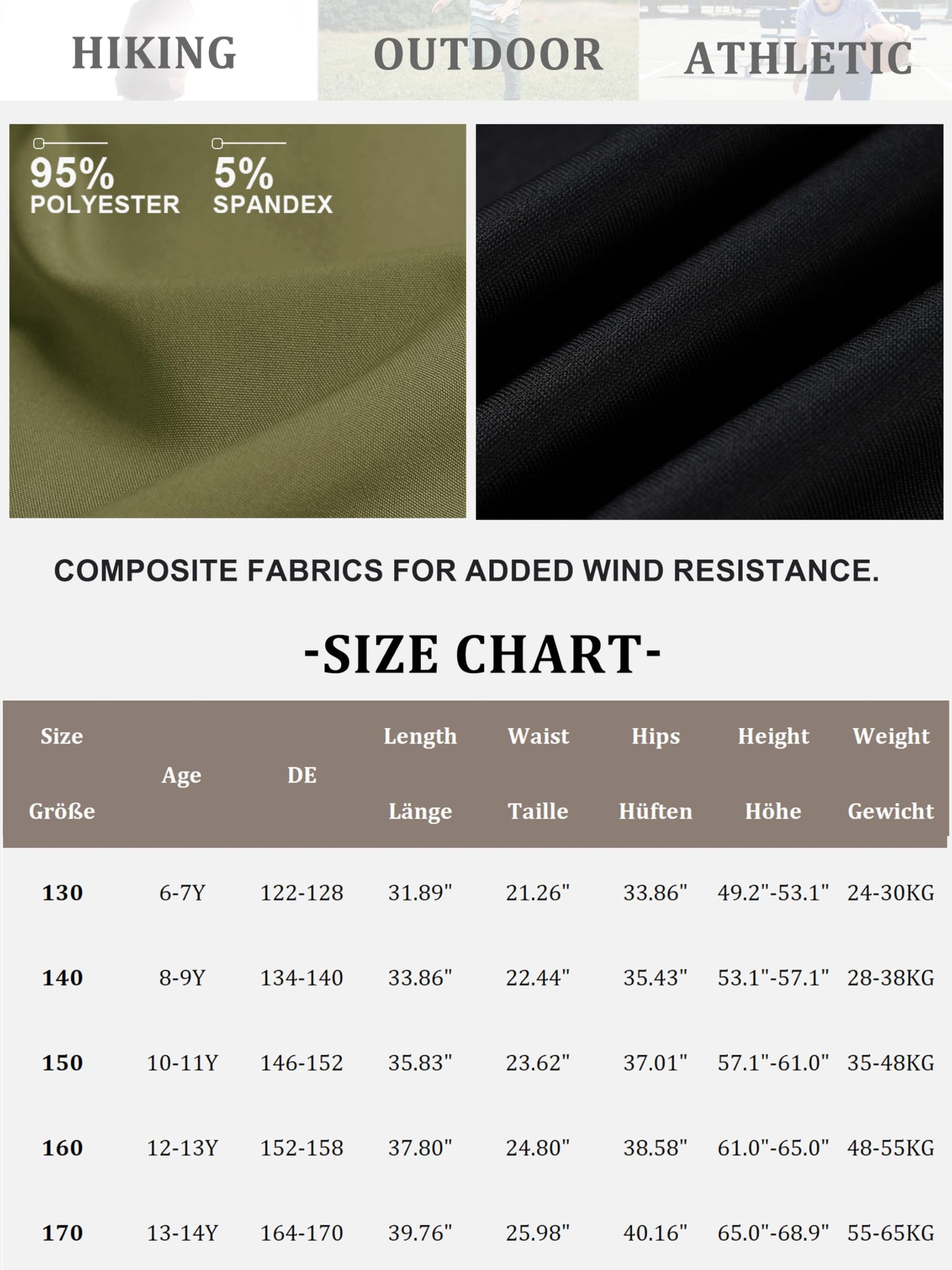 CAMLAKEE Hiking Trousers Children's Waterproof Trekking Trousers Boys Outdoor Trousers Boys Cargo Trousers