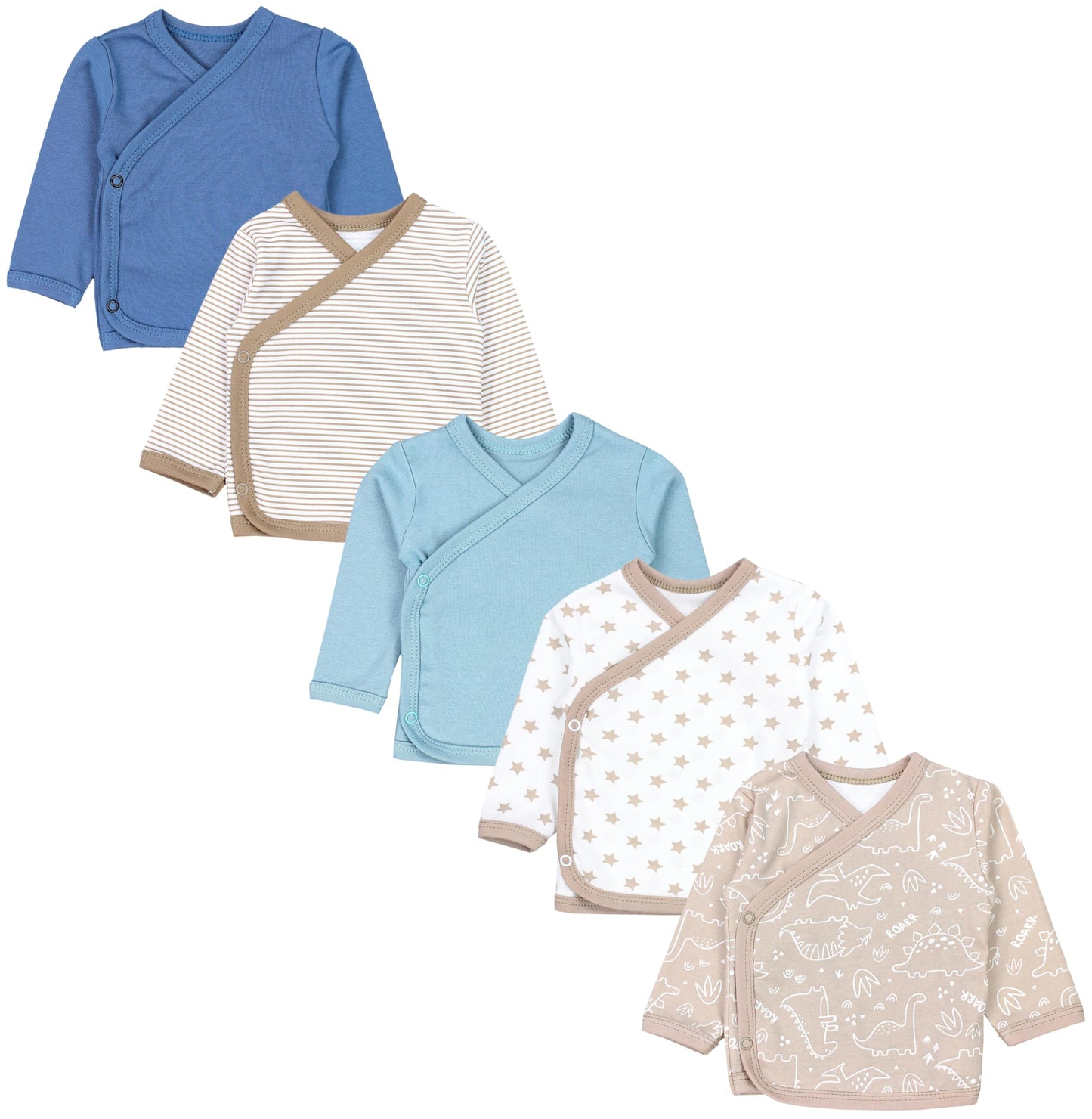 TupTam Baby Jungen Langarm Wickelshirt Baumwolle 5er Set