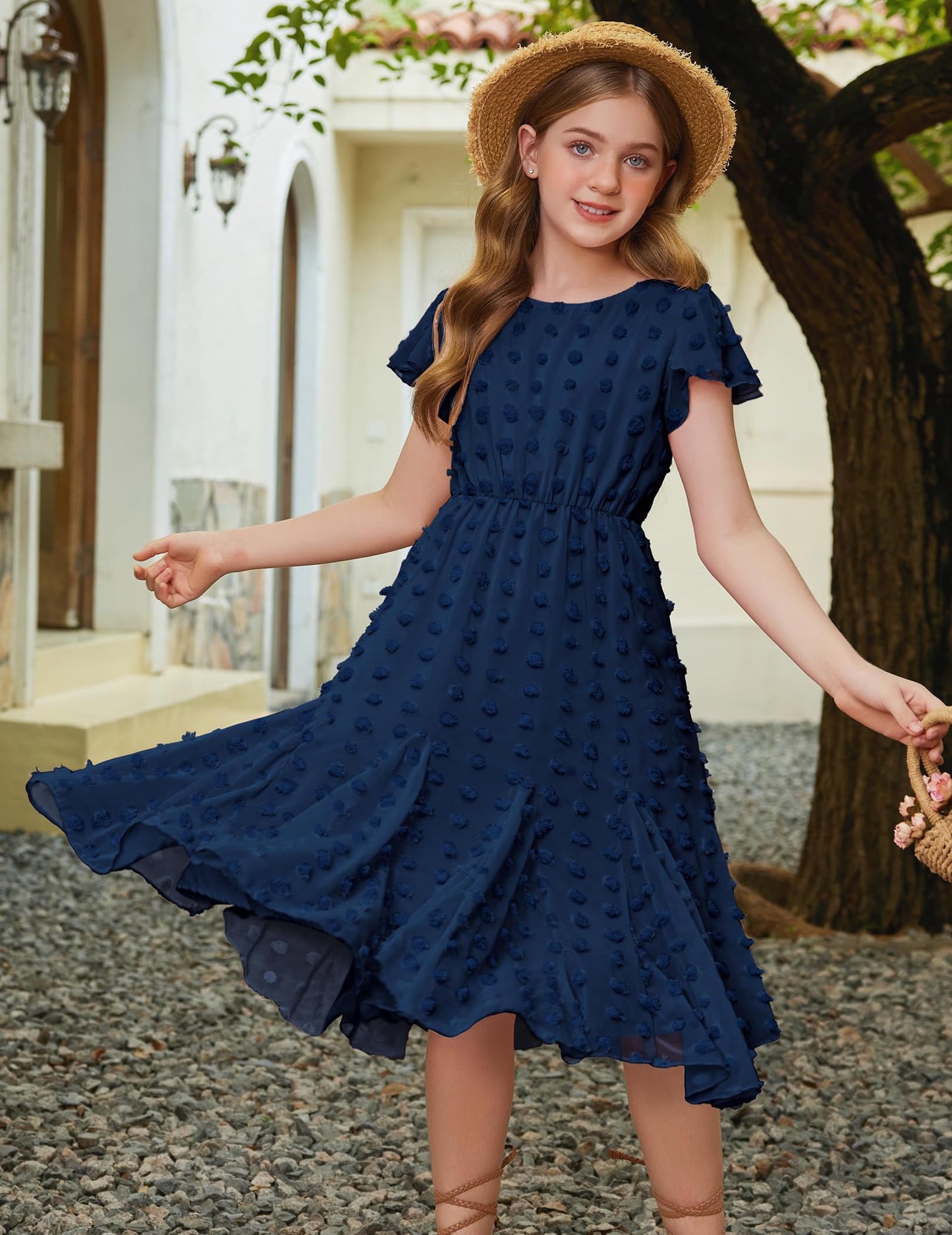 Flypigs Kleid Mädchen Festlich Hochzeit Party Kurzarm Sommer Freizeitkleid Prinzessin Chiffon Kleider Kinder Teenager Kleidung 3-12 Jahre