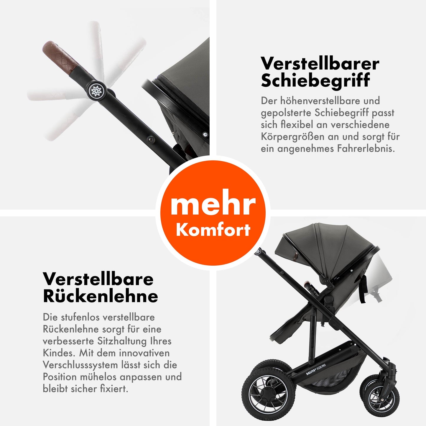 Daliya® FLEXI-PRO M 2in1 Kombikinderwagen & Buggy – XXL-Set, Reise-Kinderwagen mit Einhand-Abnahme, Wetterschutz, Sportsitz, Wickeltasche, Spieltisch, Regenschutz, dicke Matratze (Olivgrün)