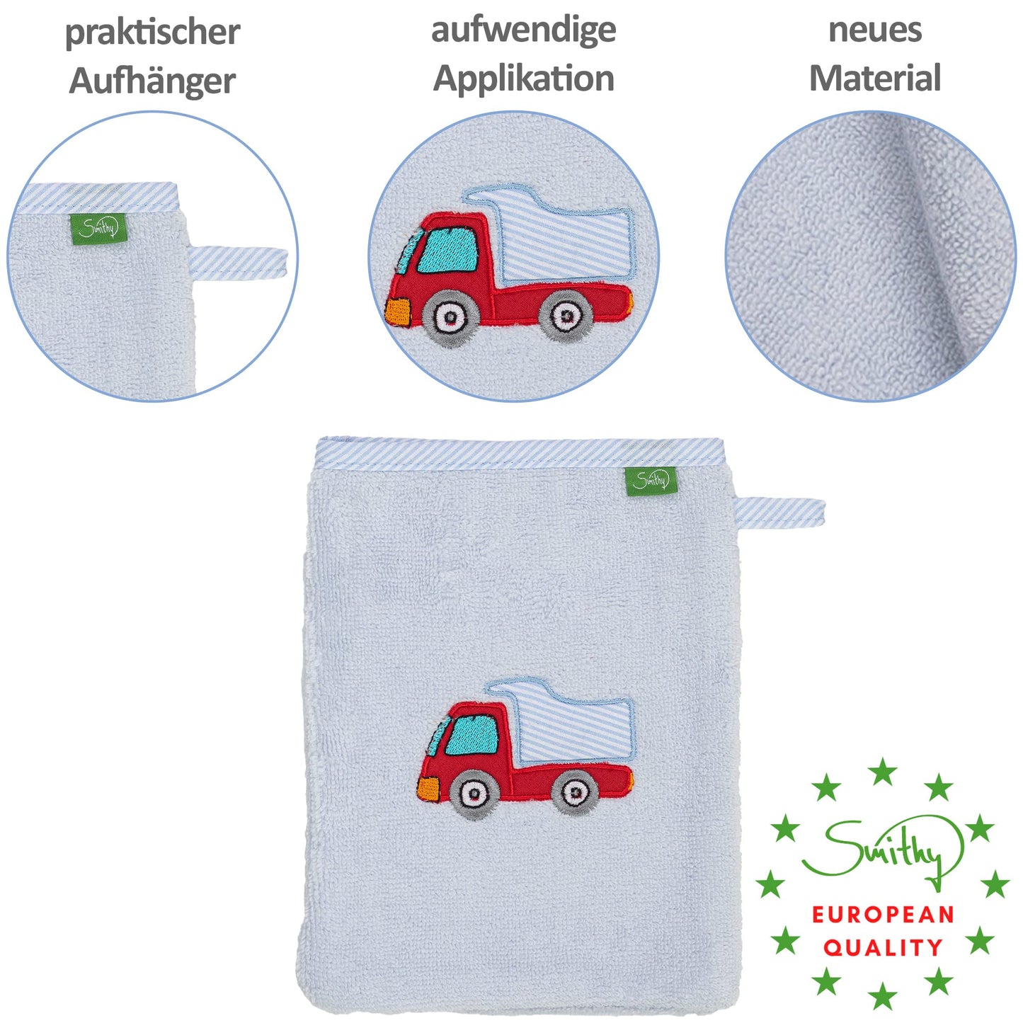 Smithy Baby Elephant Face Cloth, 100% Cotton Terry Towelling, Wash Mitt Children, Boys and Girls, Gift for Birth