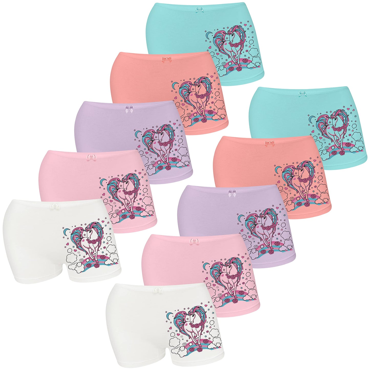 LOREZA ® 10er Pack Mädchen Pantys Boxershorts Unterwäsche aus Baumwolle - Gr. 92-170