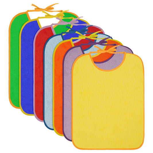 HOTUT Baby Bibs, 7 Pack Baby Bibs Made of Cotton, Terry Cloth Bibs, Waterproof Toddler Feeding Bibs, Drool Bibs for Baby Boys and Girls Toddlers - Stain-Resistant Style