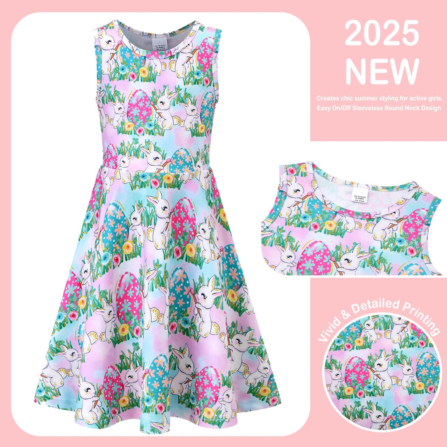 kids4ever Mädchen Kleid Ärmellos Sommerkleid Rundhals A-Linie Swing Kleid Meerjungfrau Galaxie Prinzessin Party Geburtstag 4-12 Jahre