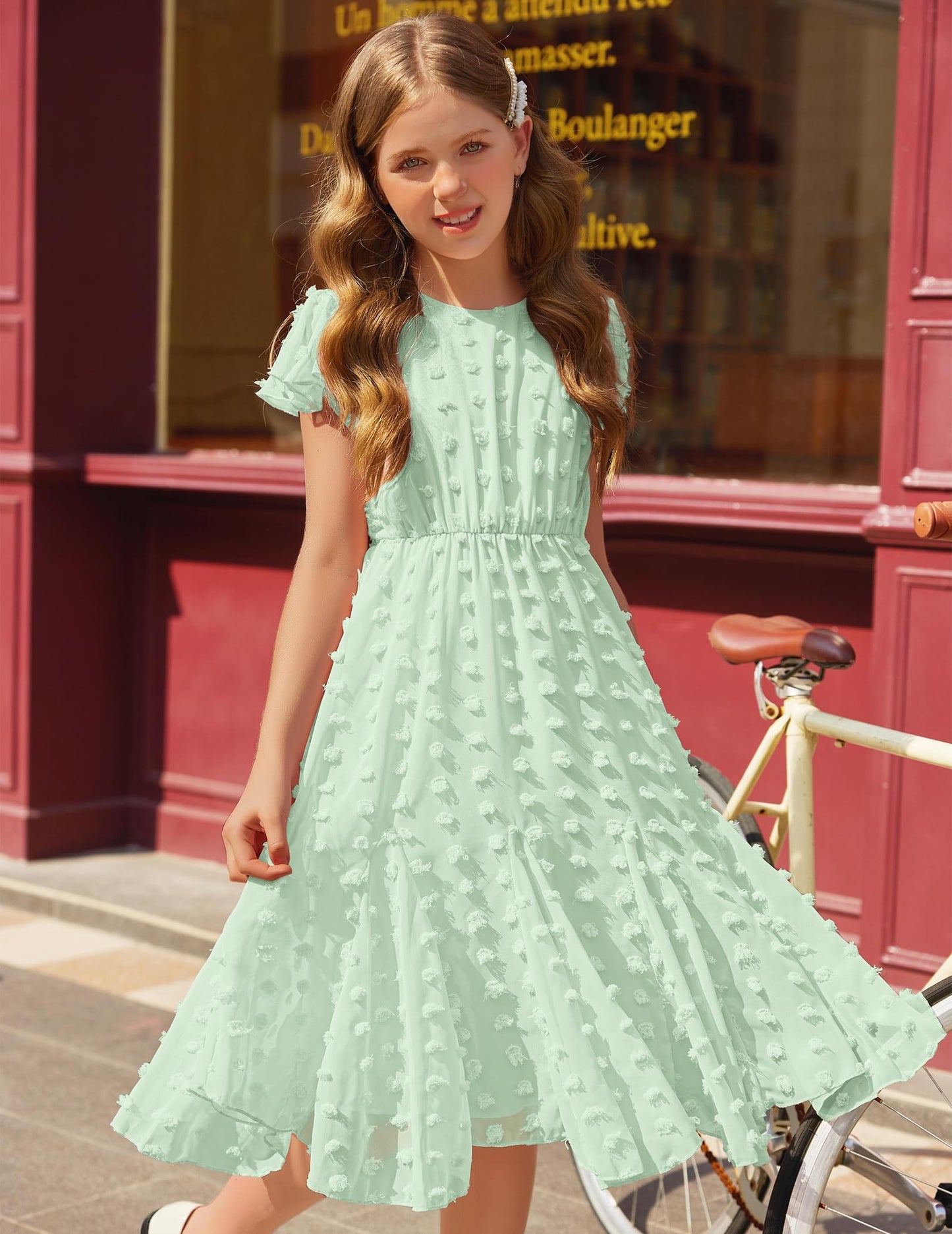 Flypigs Kleid Mädchen Festlich Hochzeit Party Kurzarm Sommer Freizeitkleid Prinzessin Chiffon Kleider Kinder Teenager Kleidung 3-12 Jahre