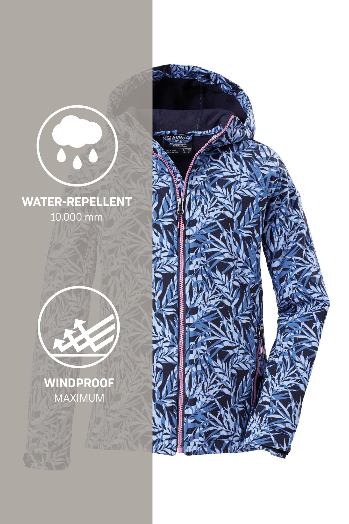 Killtec Girls' Softshell Jacket Print Softshell Jacket / Outdoor Jacket with Hood