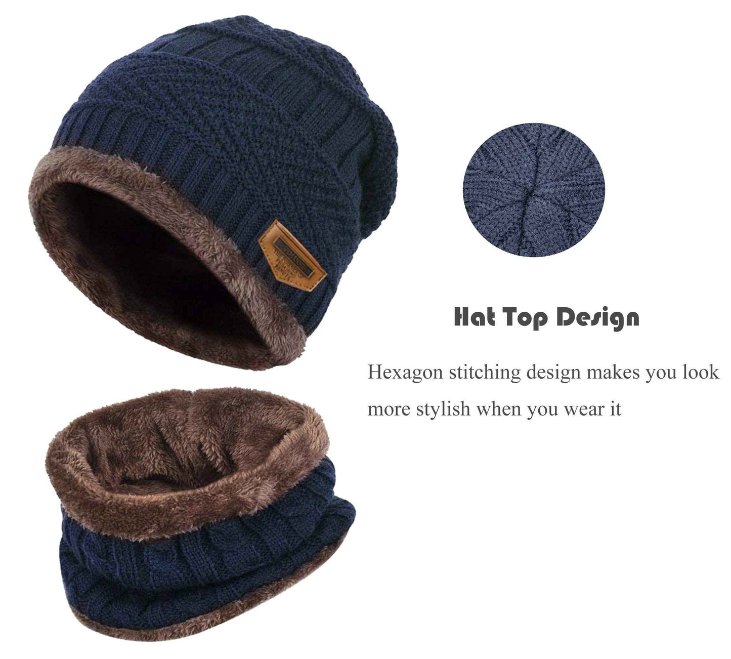 K.tchard Children’s Winter Hat, Beanie Hat with Scarf Set, Slouchy Knitted Hat, Warm Knitted, Skull Cap, Fleece Lining Hat 2–8 Years