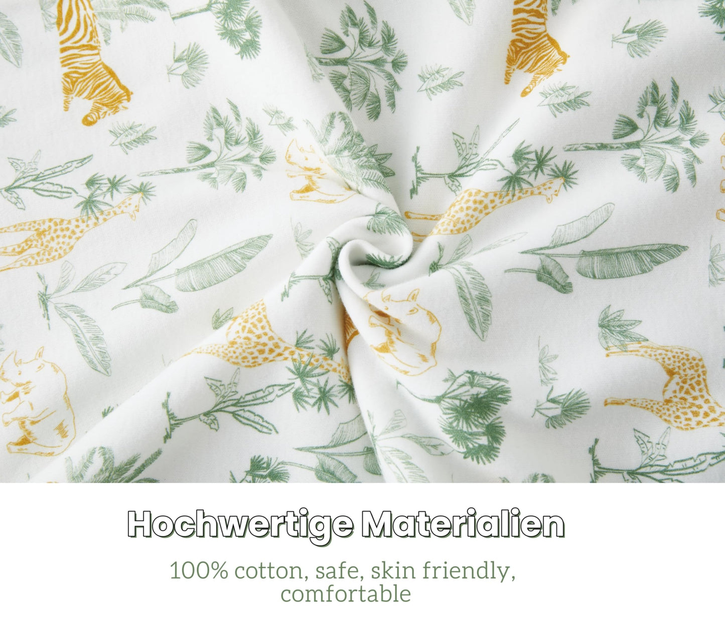 Chilsuessy Children's Sleeping Bag 1.5 Tog Pack of 2 Baby Sleeping Bag Made of 100% Cotton, Baby All-Year Sleeping Bag Pyjamas for Boys and Girls, 1.5 Tog/Elephant Lion + Green, 110 cm / Baby Height