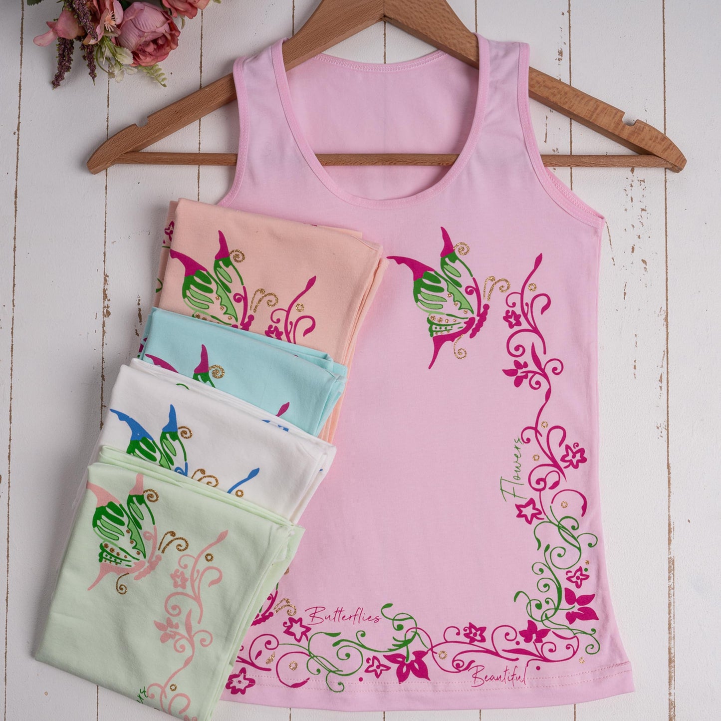 LOREZA ® 5 girls' cotton undershirts tank tops - sizes 92-170