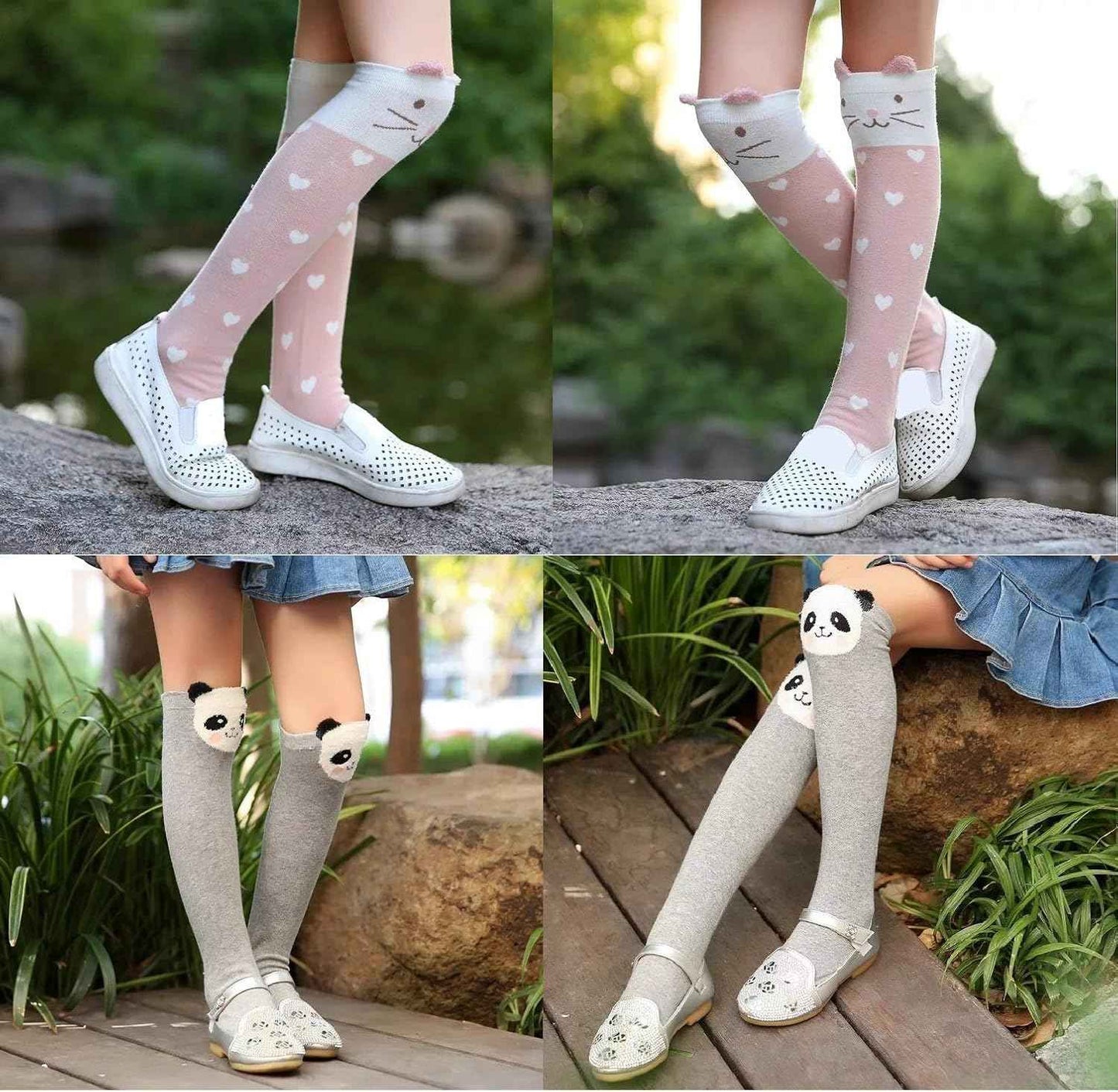CISMARK Girls' Knee Socks 6 Pairs for Children Gifts Long Funny Children's Socks Animal Cotton Socks 3-12 Years