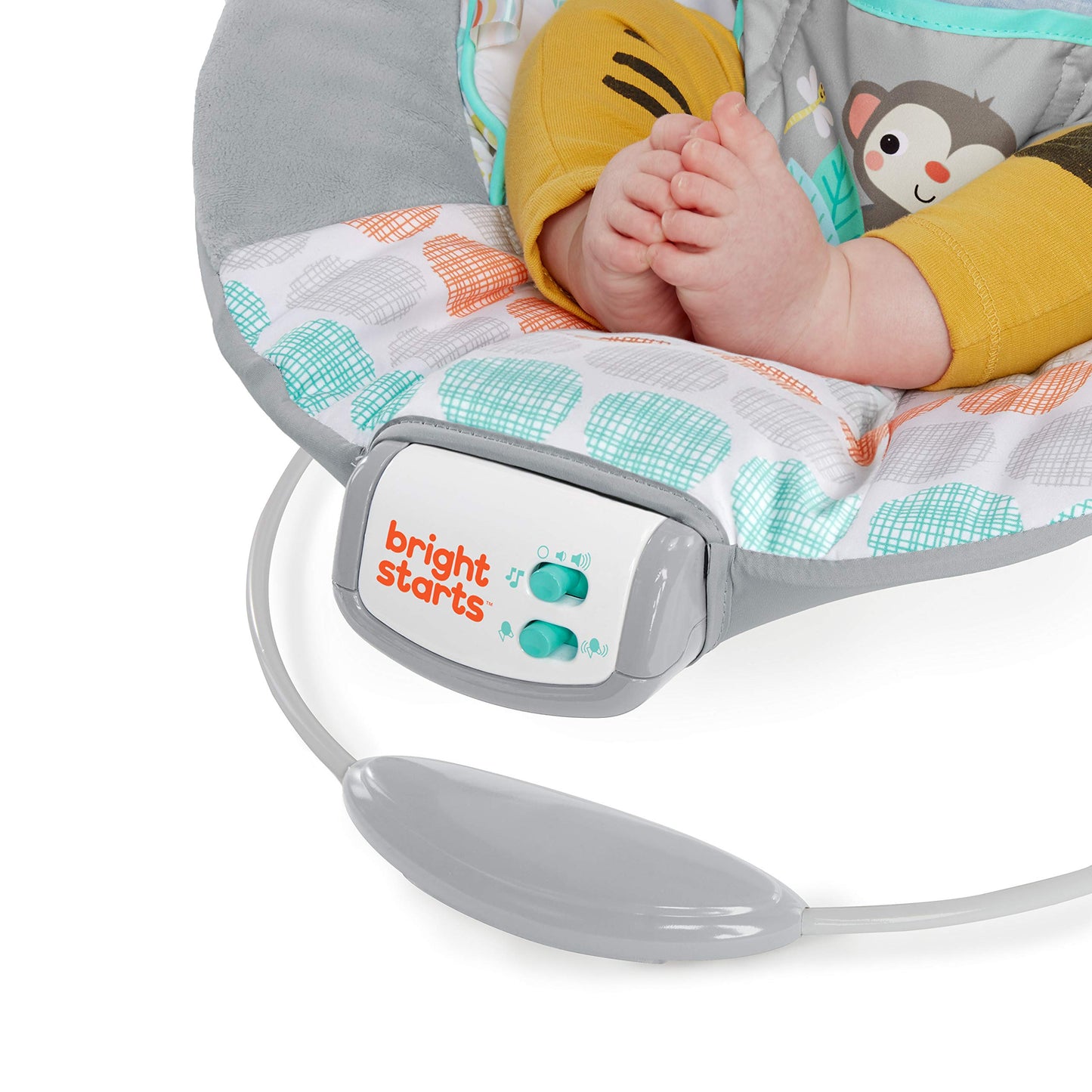 Bright Starts, Babywippe Babyschaukel mit beruhigenden Vibrationen, Babysitz, Musik, abnehmbarer Spielbügel, 0-6 Monate, bis zu 20 lbs (Whimsical Wild)