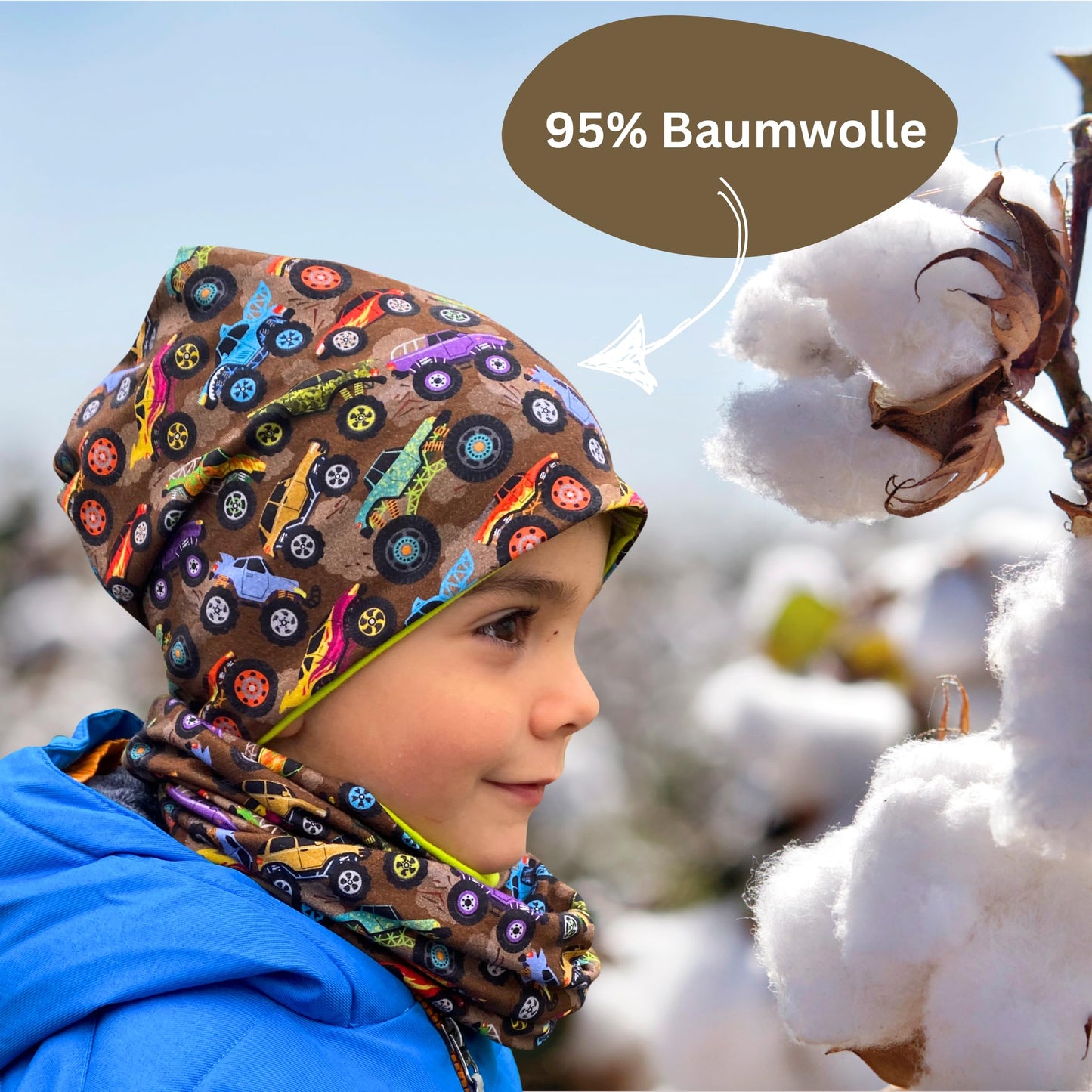 HECKBO Children's Beanie Hat & Scarf, Tube Scarf Set, for Girls and Boys, 95% Cotton, Autumn, Spring, Winter