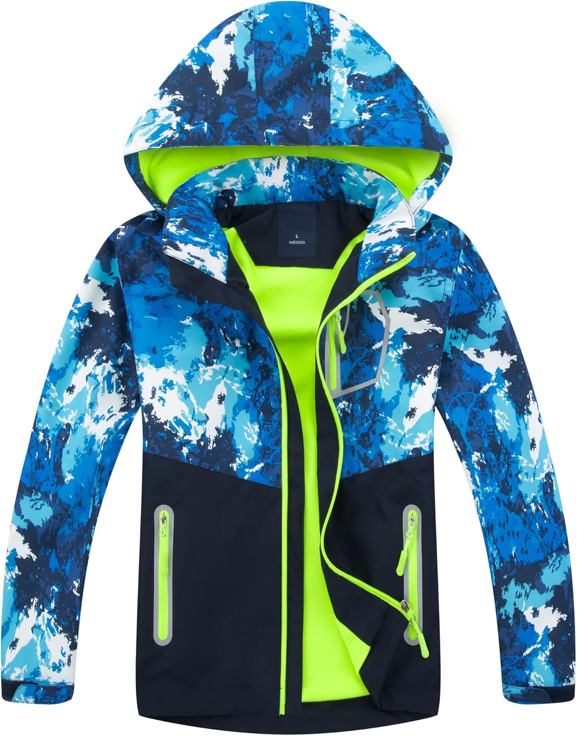 LAUSONS Children's Lined Jacket, Boys' Transition Jackets for Boys, Softshell Jackets with Camouflage Pattern