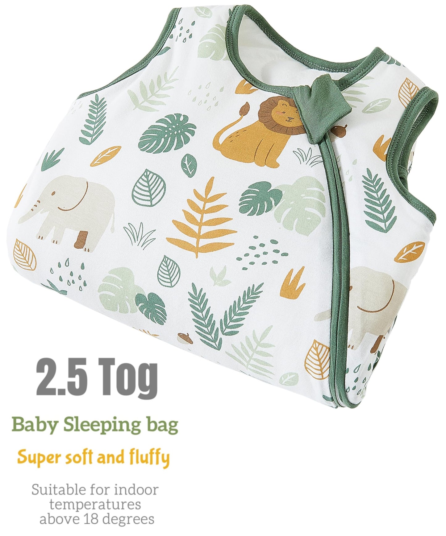 Chilsuessy Baby Sleeping Bag, 2.5 Tog, Winter Baby Sleeping Bag, Cotton, All-Year Sleeping Bag, Newborn Winter Sleeping Bag, 2.5 Tog/Lion Forest, 67 cm/0-6 Months