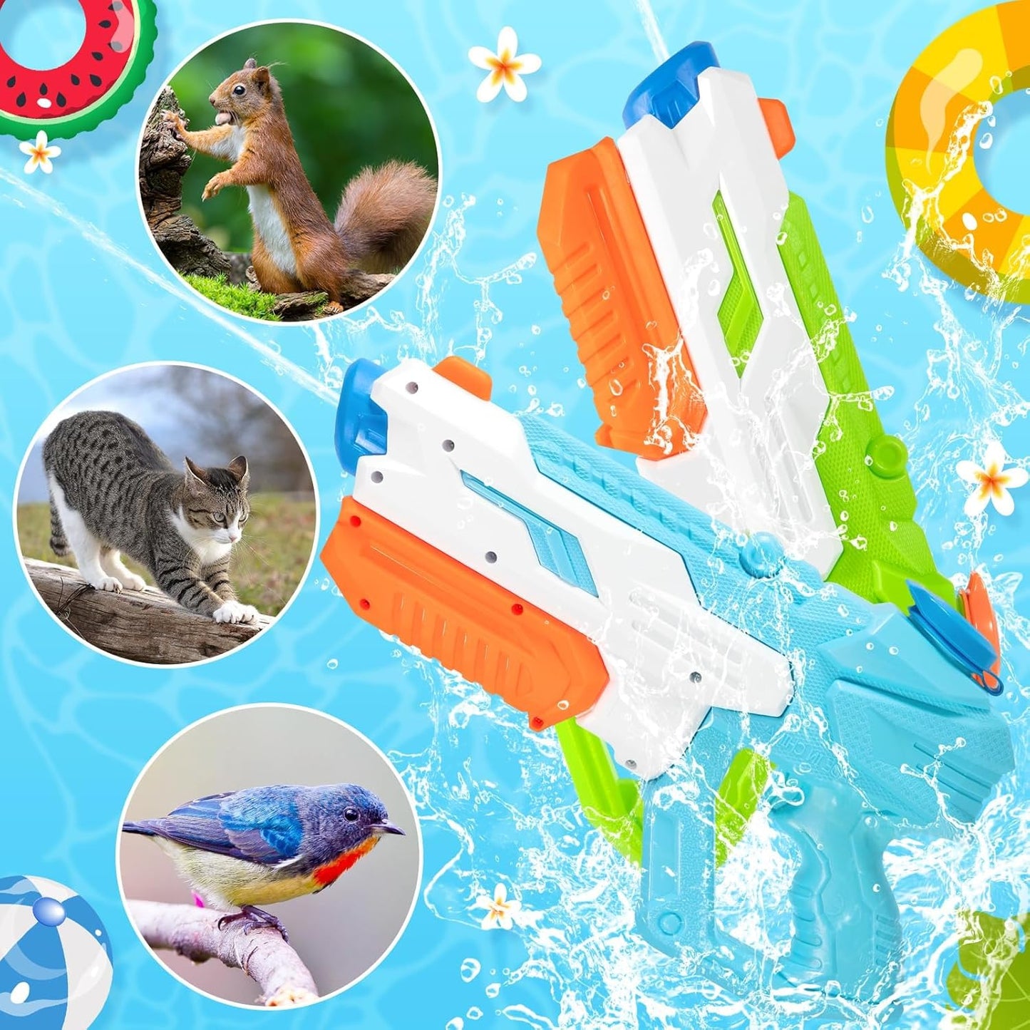 CIRULLI Packung mit 2 Wasserpistolen 600 ml Wasserpistole Long Range, ultimativer Wasserkampfspaß für Kinder und Erwachsene, Wassersprühpistole Perfekt für Pool, Strand und Garten, Outdoor-Wasserspielzeug