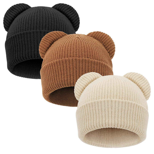 DRESHOW Toddler Beanie Baby Winter Hats Baby Soft Knitting Cute Bear Ears Hat for Boys Girls Warm Hat Hats for 0 Months - 24 Months
