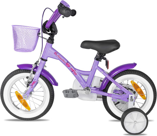 PROMETHEUS BICYCLES Kinderfahrrad ab 3 Jahren - Mädchenfahrrad 12 Zoll Kinder Fahrrad Mädchen Fahrrad Kinder mit Stützräder Rücktrittbremse in Violett Lila - Meloni2