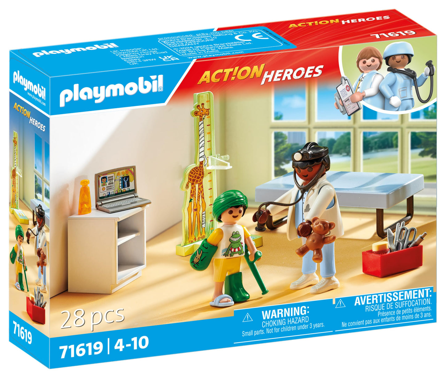 PLAYMOBIL | Action Heroes | Kinderarzt mit Teddybär | nachhaltiges Spielzeug für Kinder ab 4 Jahren | 71619