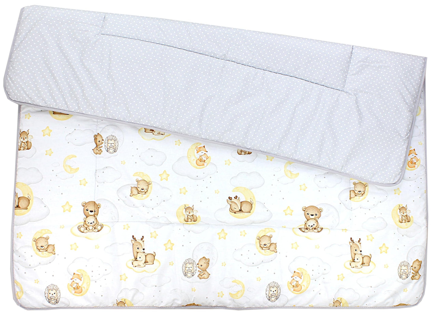 TupTam Krabbeldecke für Baby 120x120 cm - Gepolsterte Spieldecke Baby Baumwolle, XXL, OEKO-TEX, Weich & Hautfreundlich, Farbe: Wald/Beige - Meloni2