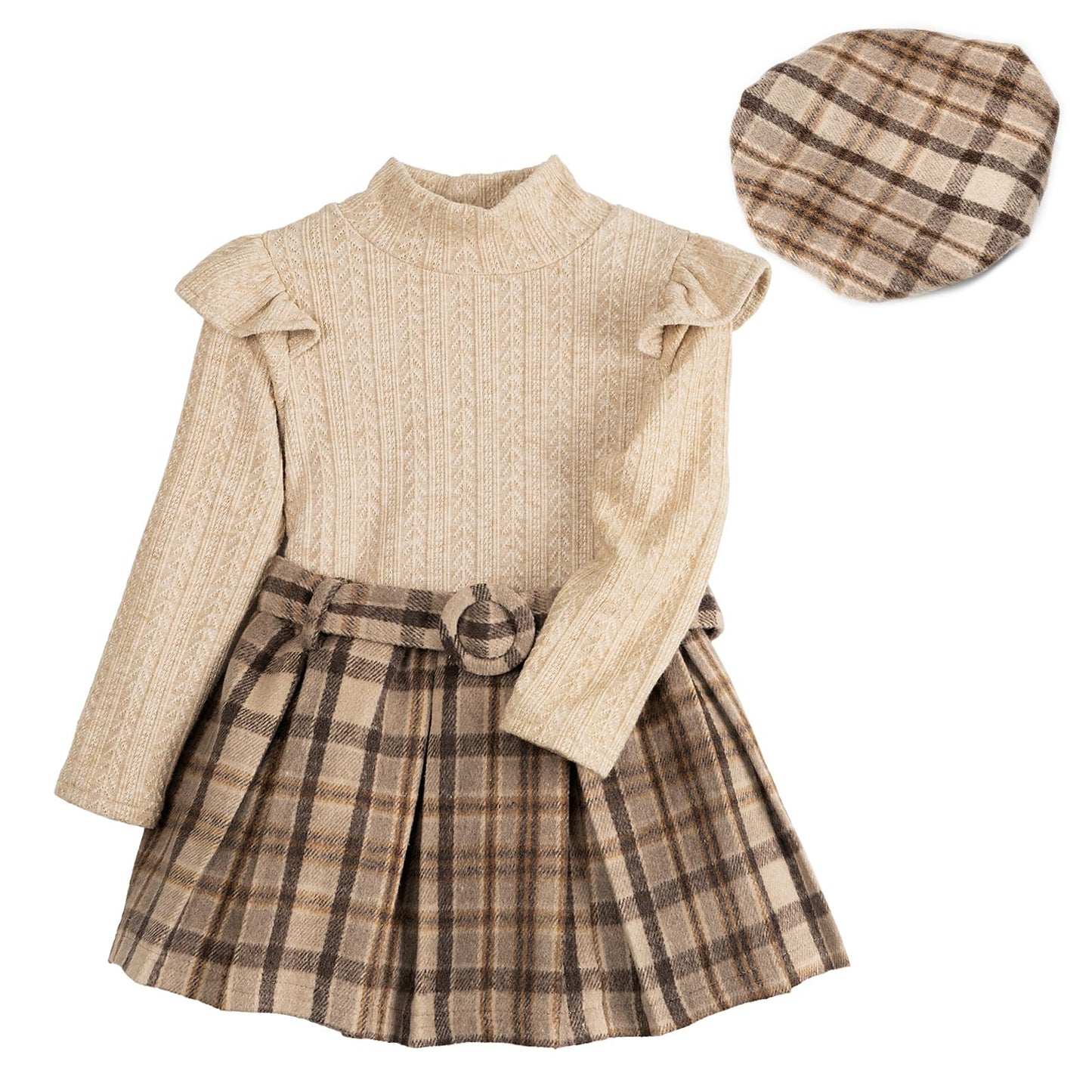 Miipat Toddler Girls Clothing Set Girls Outfits Set Long Sleeve Pullover Tops with Mini Skirt Sets Spring Autumn Baby Clothing Sets Girls Dresses
