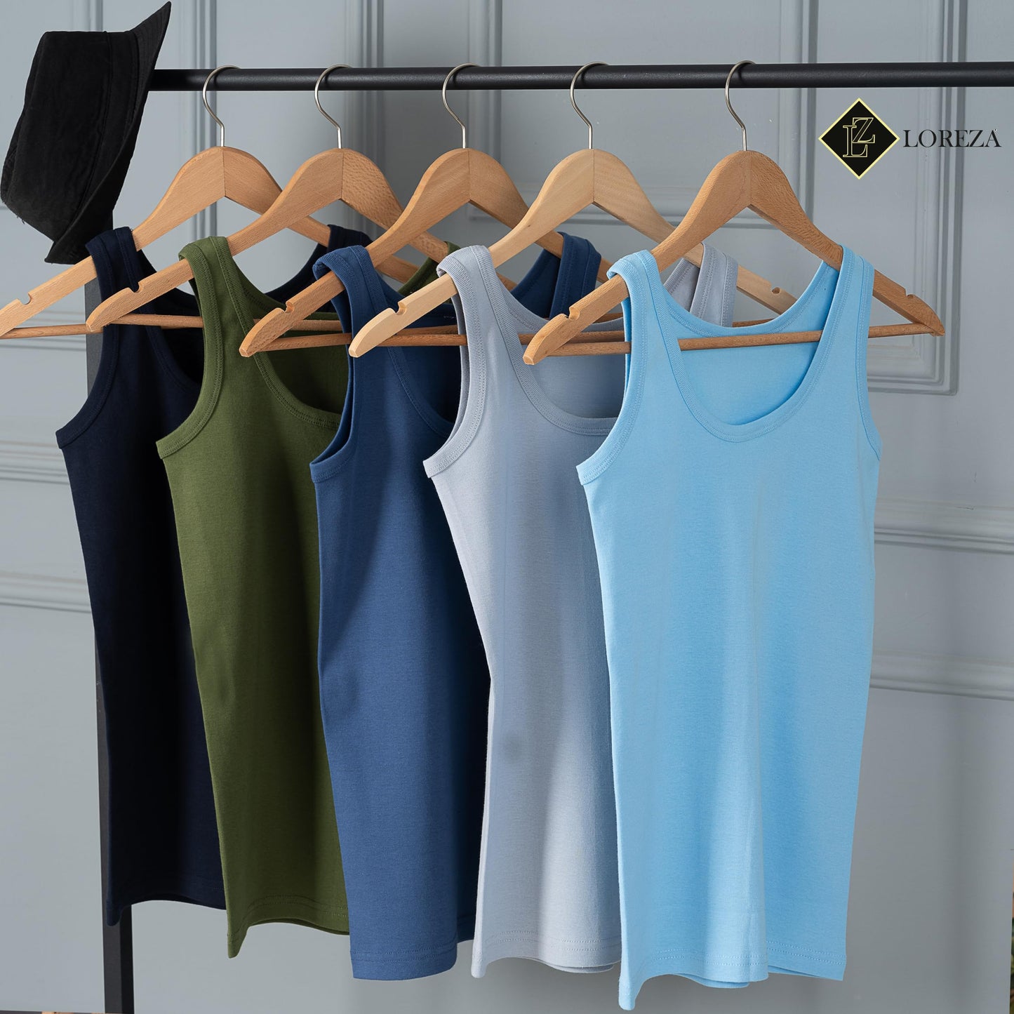 LOREZA ® 5 Pack Jungen Unterhemden Feinripp 100% Baumwolle ohne Seitennaht Tank Top