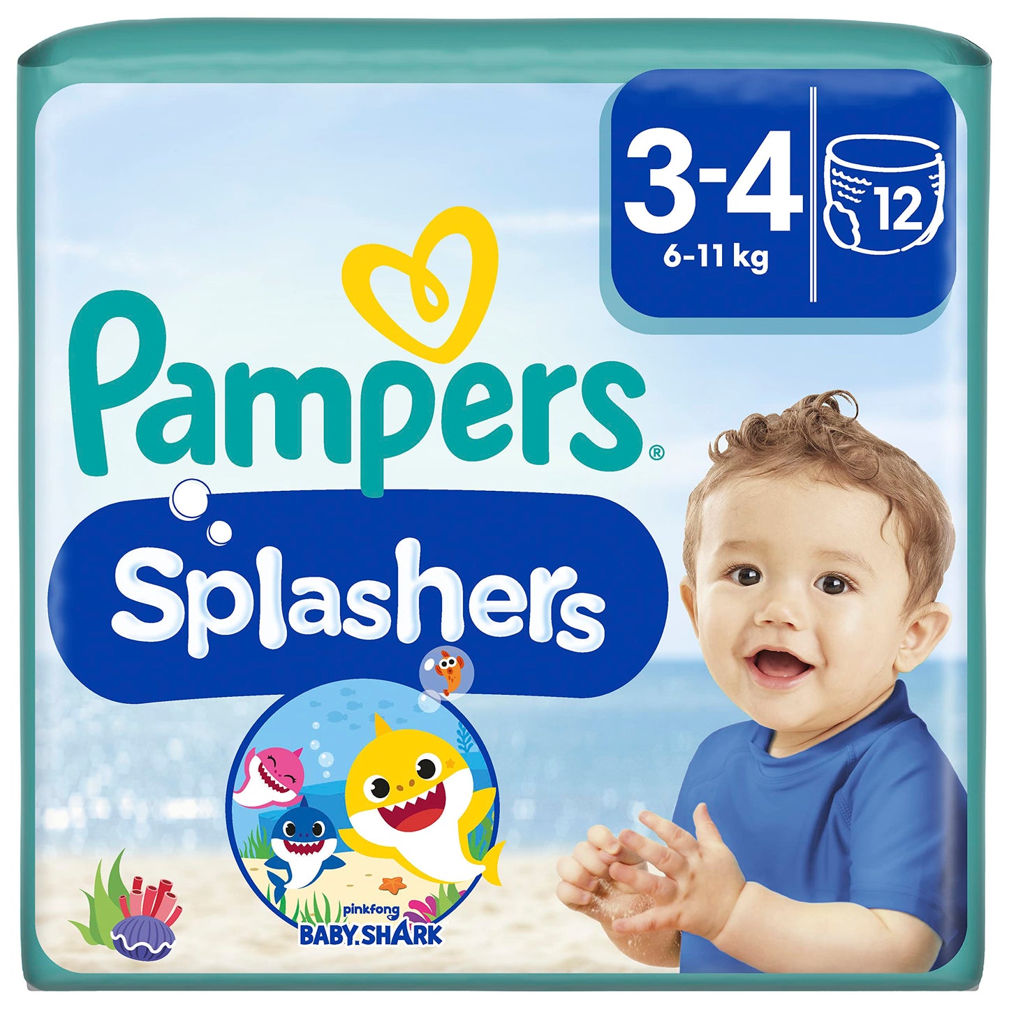 Pampers Baby Nappies Size 4-5, Splashers, Pack of 11, Disposable Swim Nappies for Safe Protection in the Water