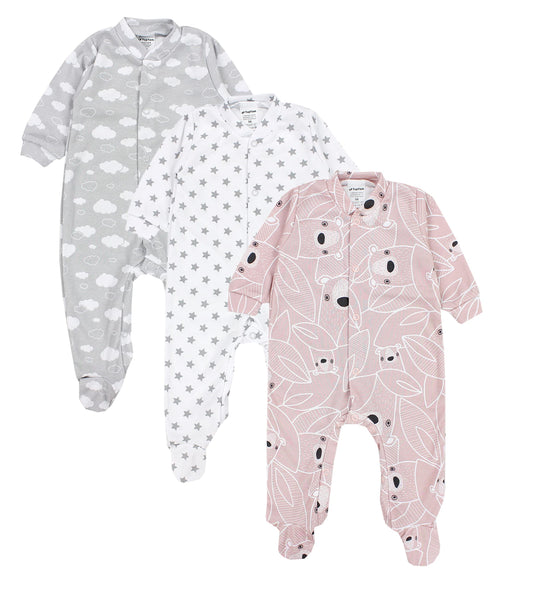 TupTam Baby Mädchen Schlafstrampler mit Fuß 3er Pack