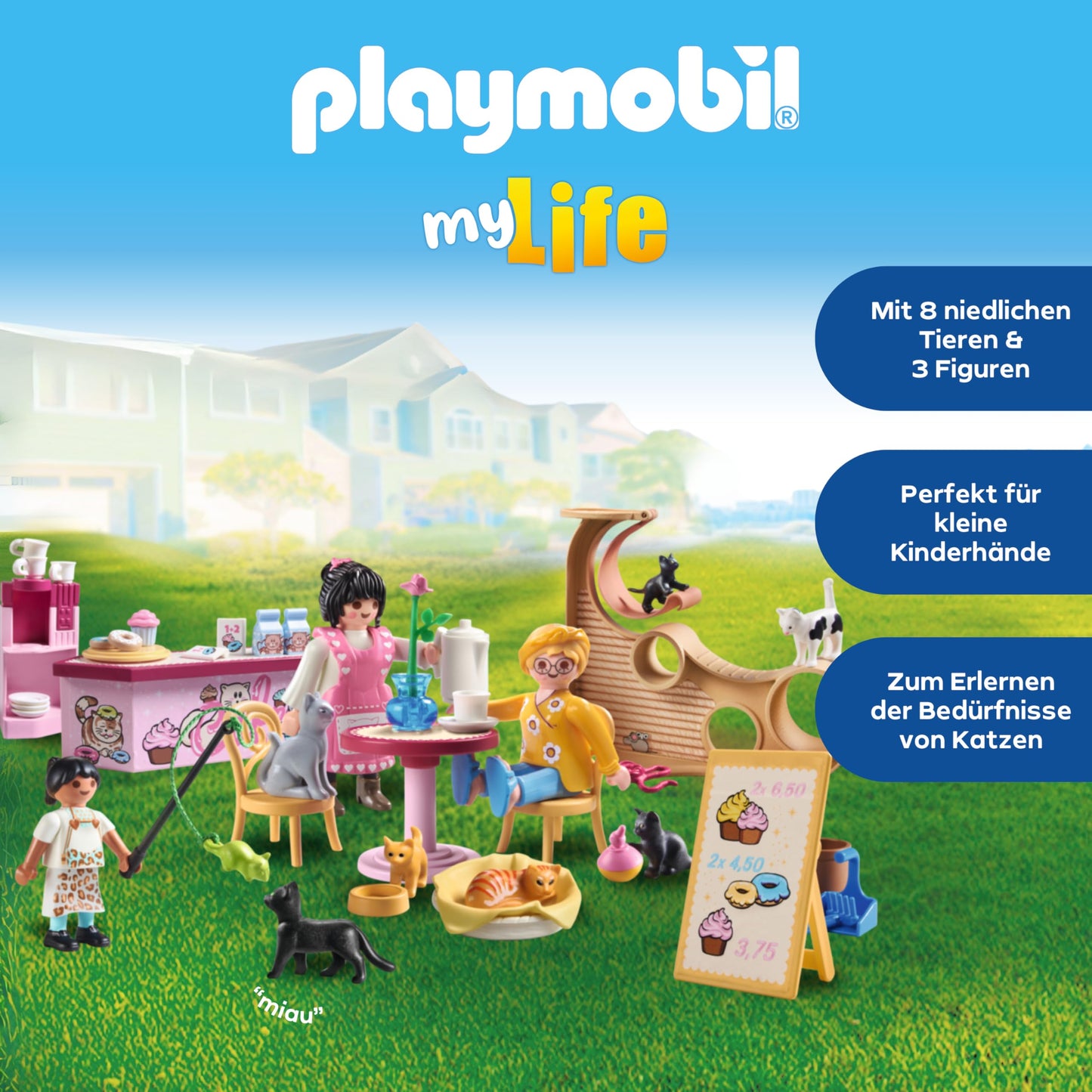 PLAYMOBIL Cat Café Cat Toy Child Animal Figure Set Toy for Children from 4 Years 71744