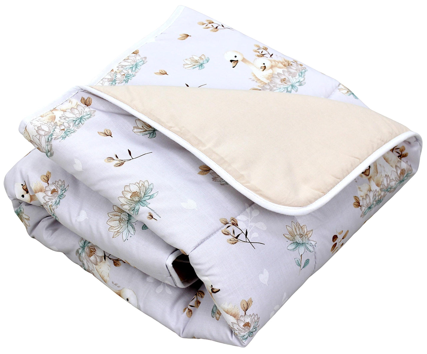 TupTam Krabbeldecke für Baby 120x120 cm - Gepolsterte Spieldecke Baby Baumwolle, XXL, OEKO-TEX, Weich & Hautfreundlich, Farbe: Wald/Beige - Meloni2