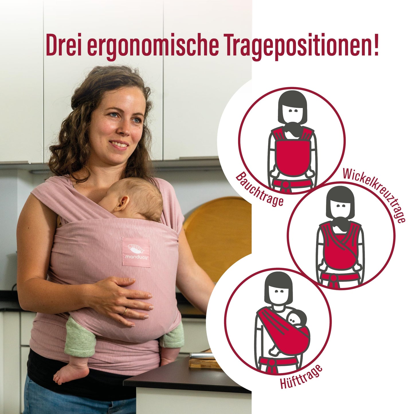 manduca Sling - Babytragetuch - Elastische Babytrage für Neugeborene von der Geburt bis zu 15 kg - Bio-Baumwolle - GOTS zertifiziert