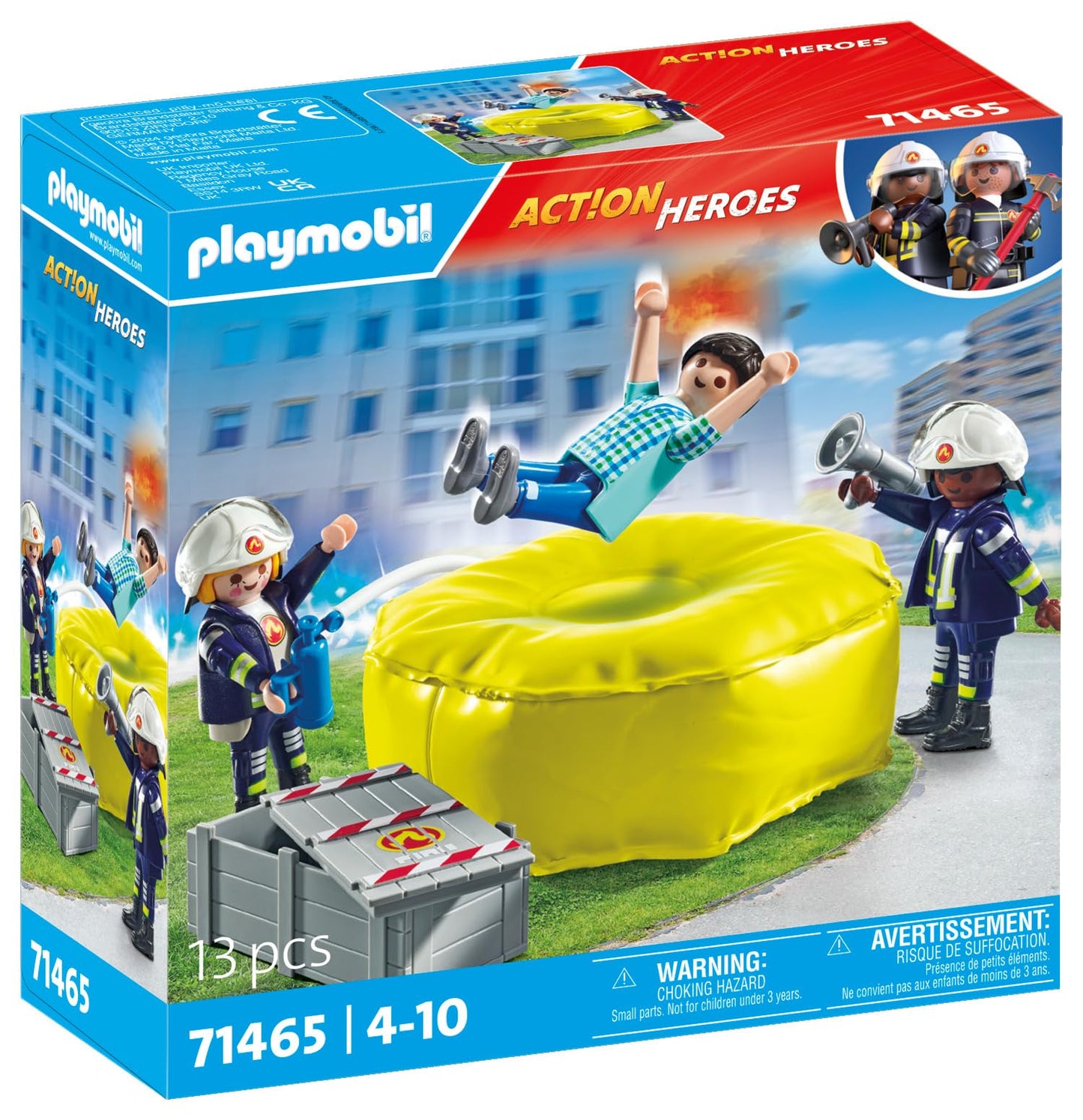PLAYMOBIL Action Heroes 71464 Fire Boat with Aqua Scooter, Exciting Water Rescue, Includes Diving Goggles, Flippers and Life Jacket, Realistic Toy for Children from 4 Years
