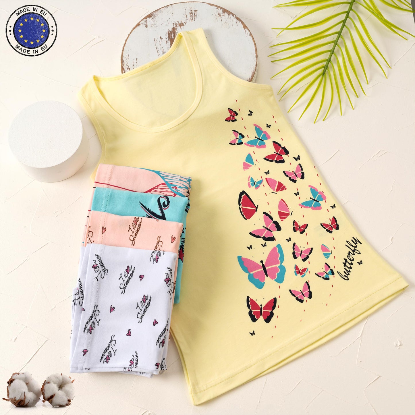 LOREZA ® 5 girls' cotton undershirts tank tops - sizes 92-170